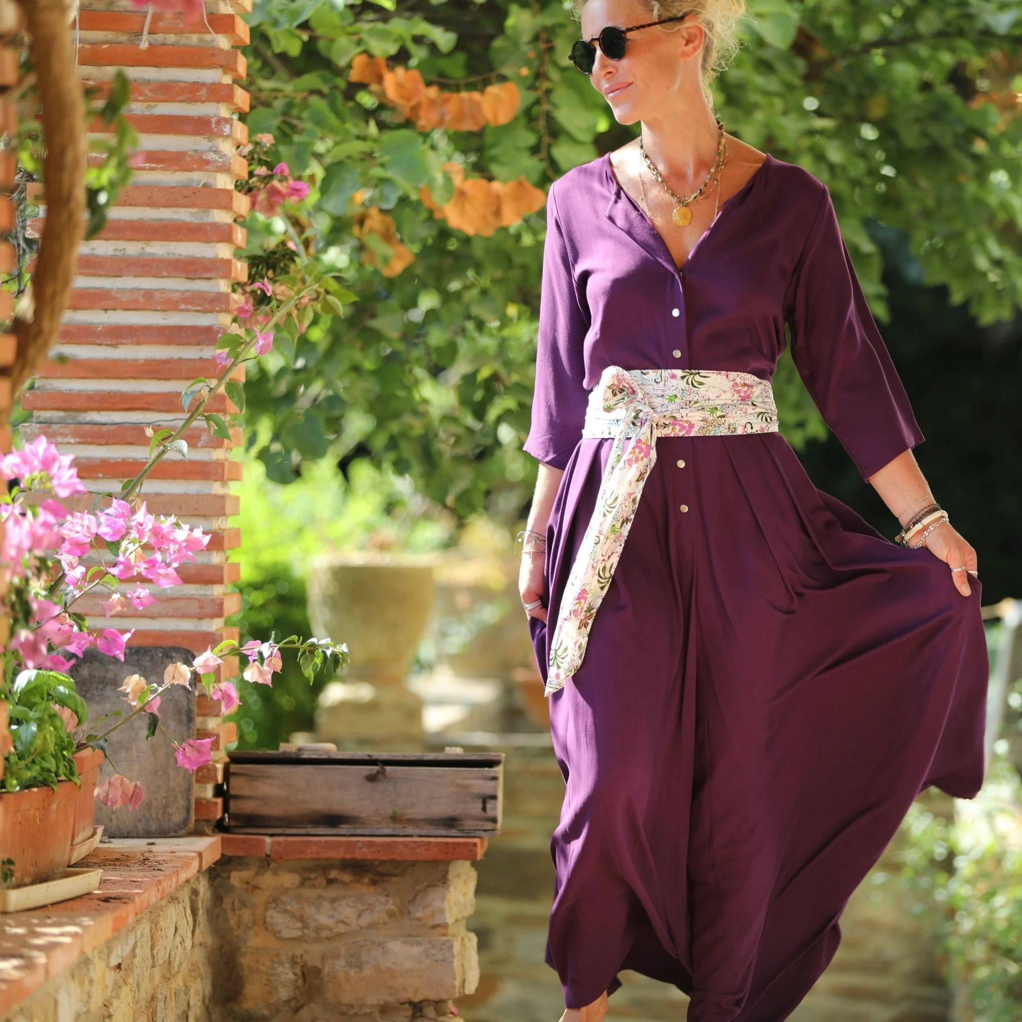 La combi India manches 3/4 en viscose lilas - Image 8