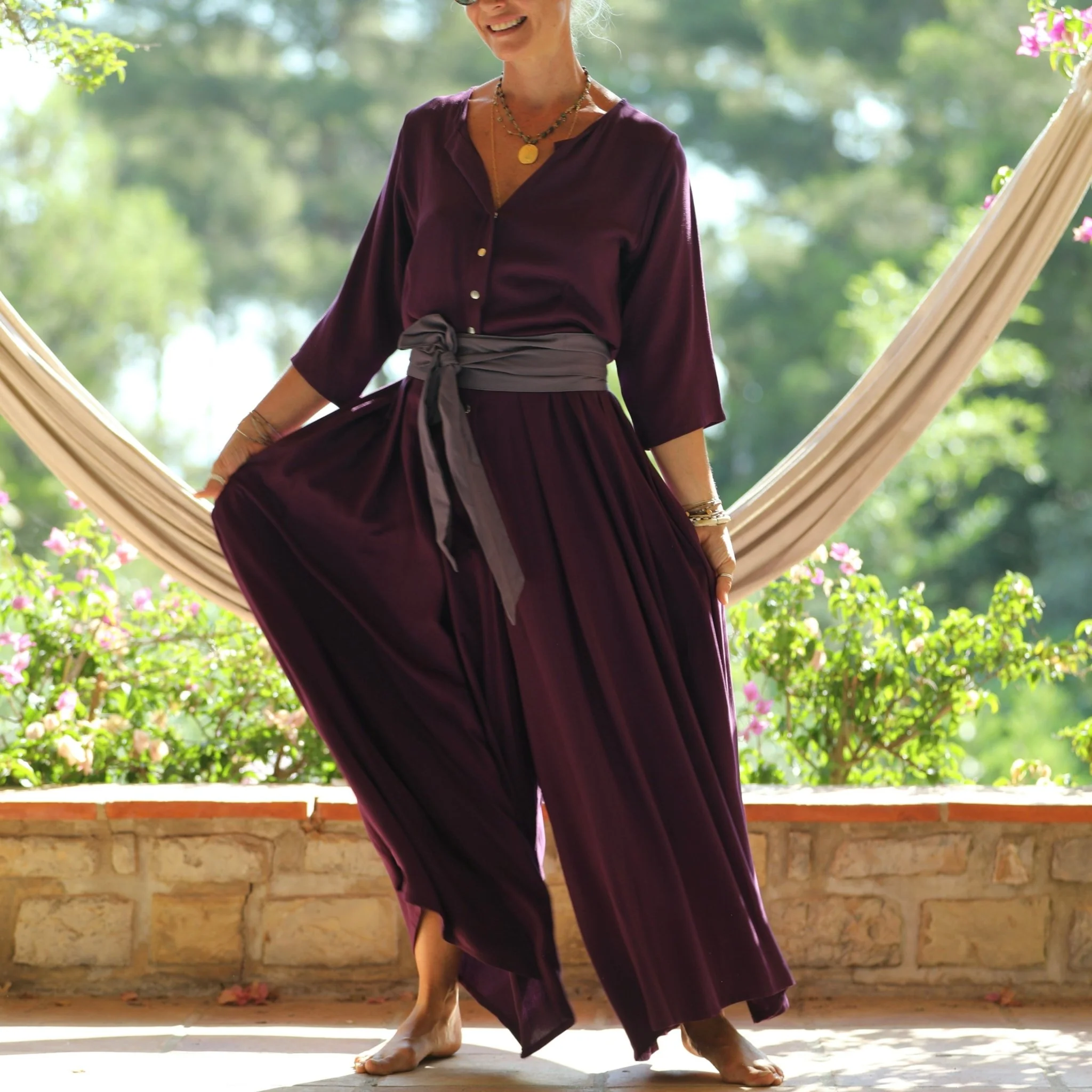 La combi India manches 3/4 en viscose lilas - Image 9