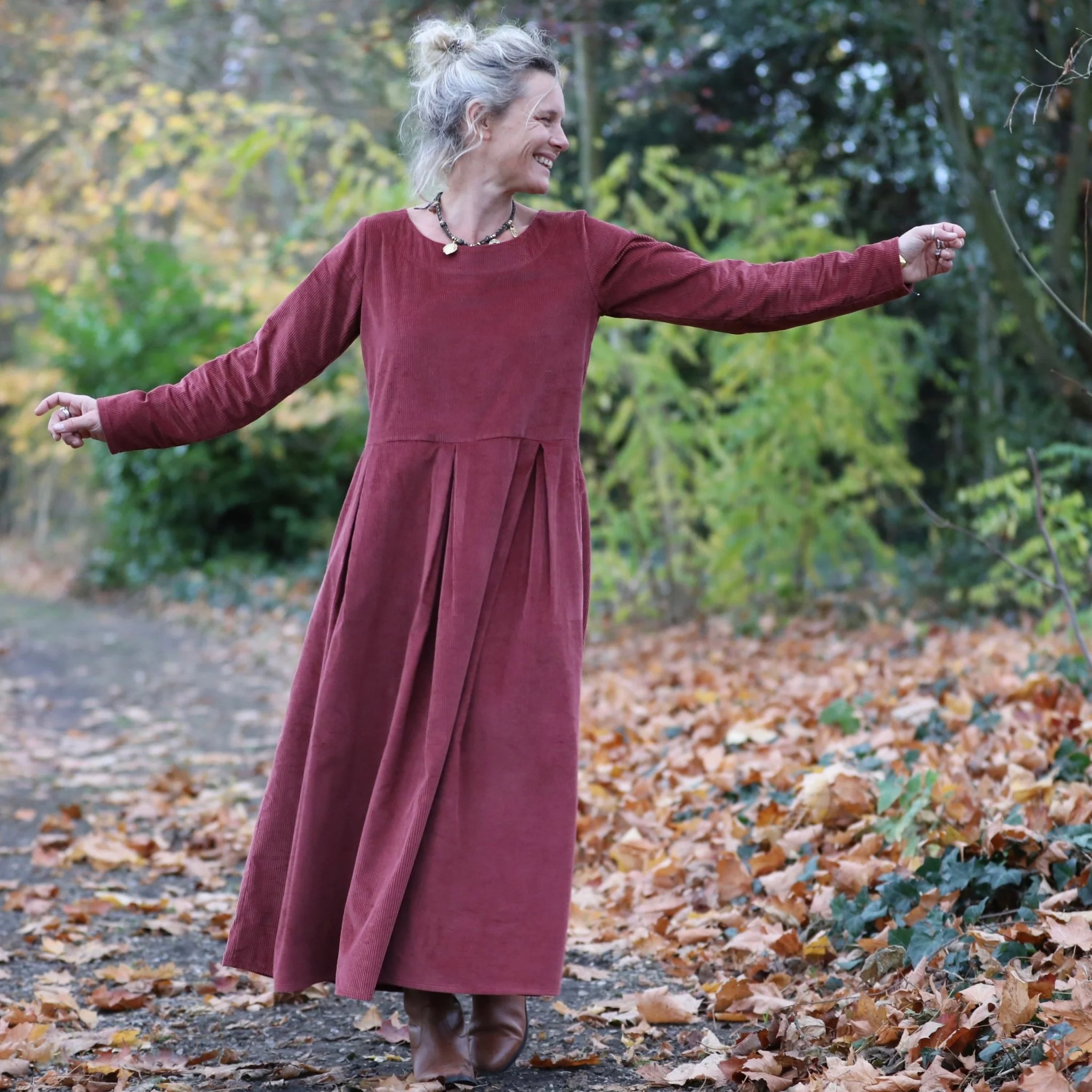 Robe Louisa - velours côtelé terracotta