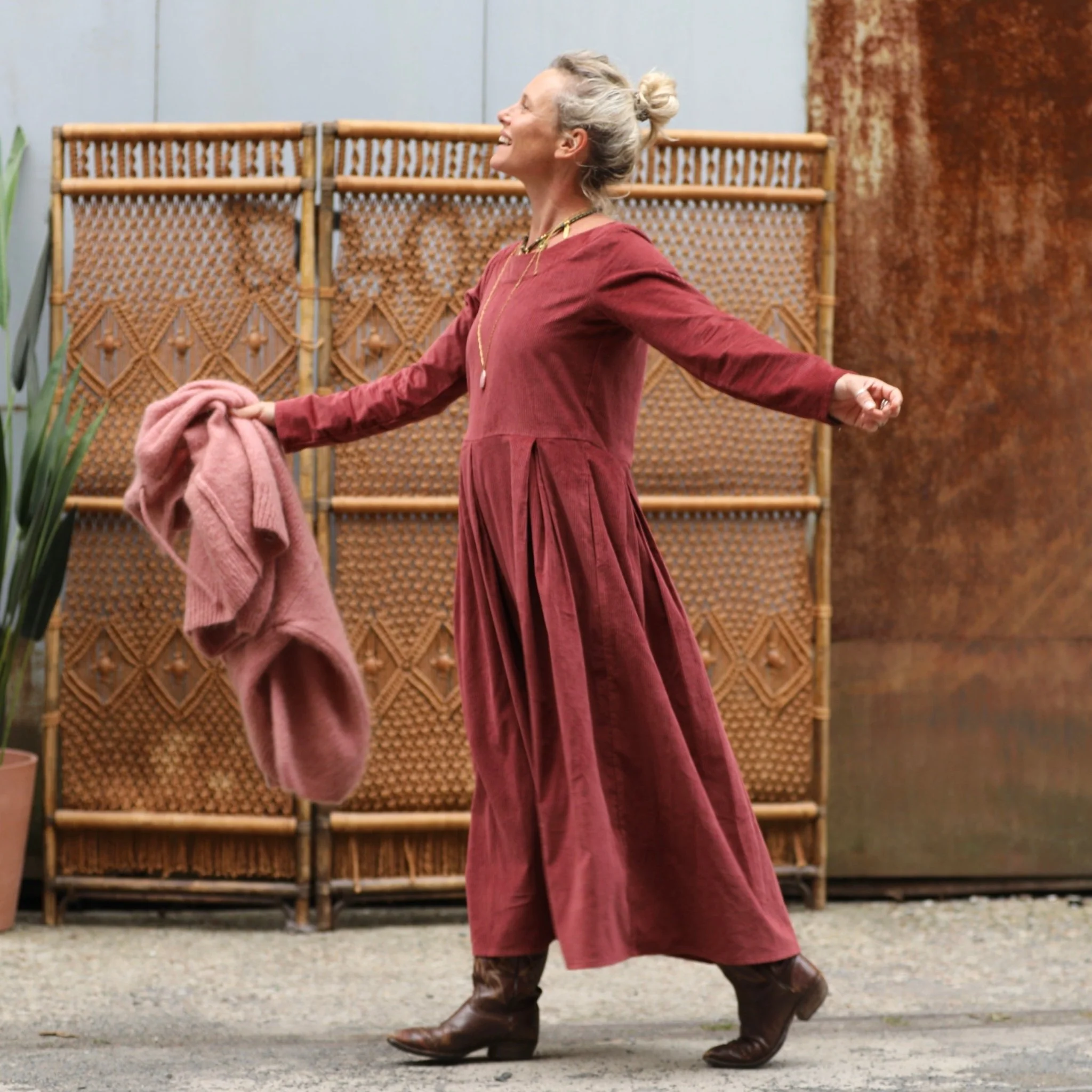 Robe Louisa - velours côtelé terracotta - Image 12