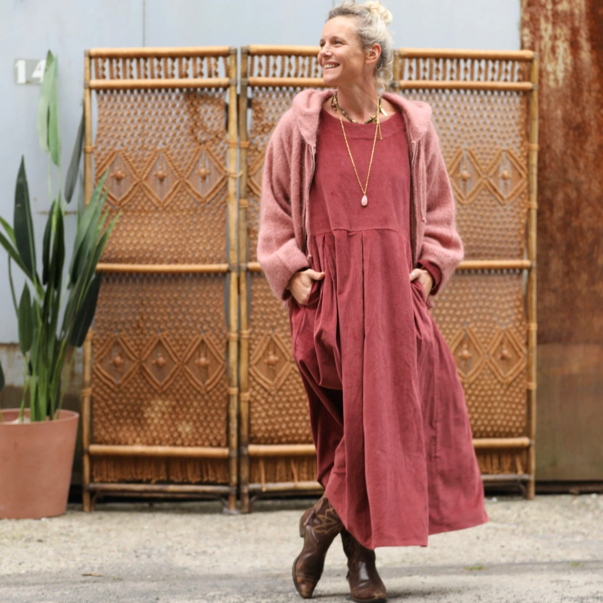 Robe Louisa - velours côtelé terracotta - Image 3