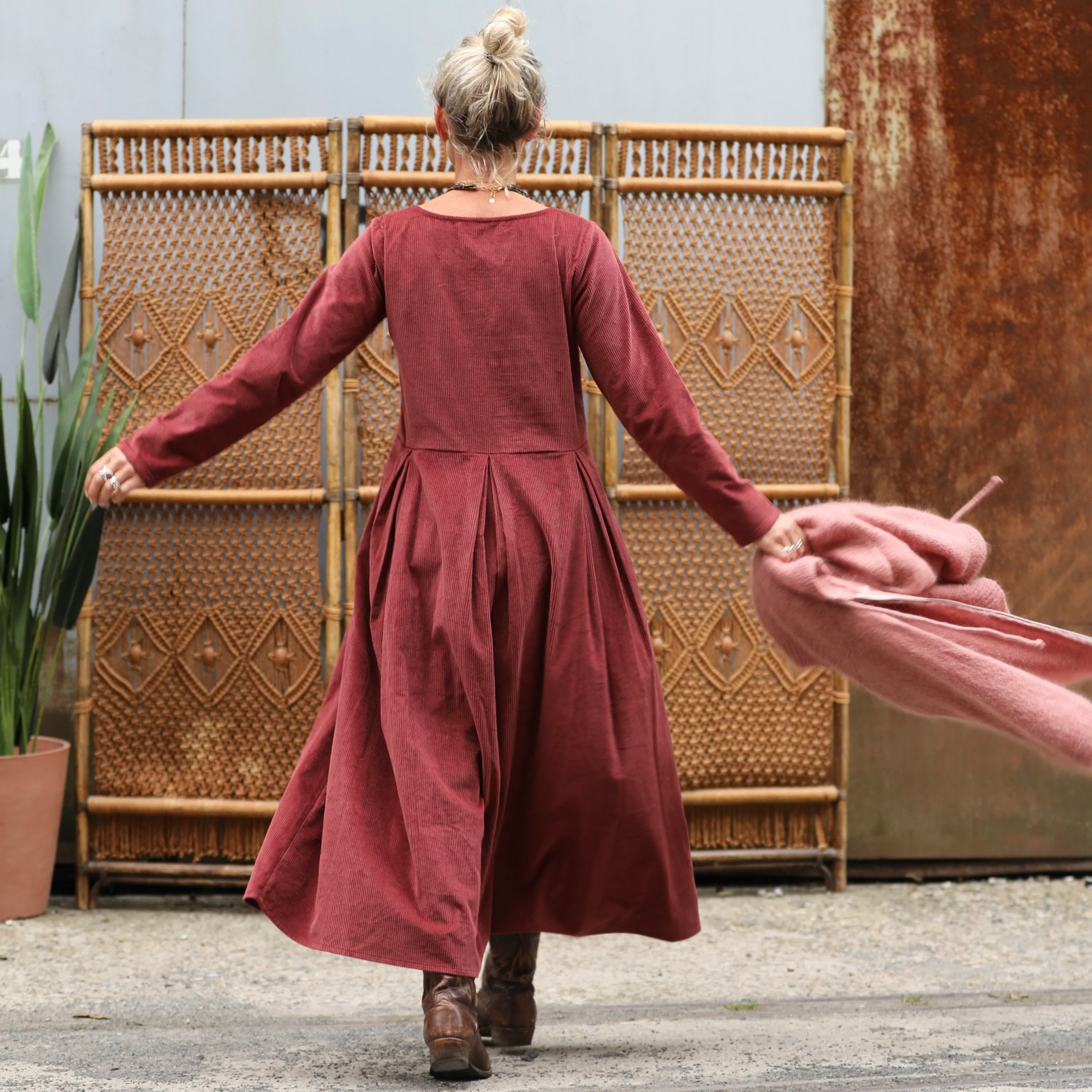 Robe Louisa - velours côtelé terracotta - Image 4