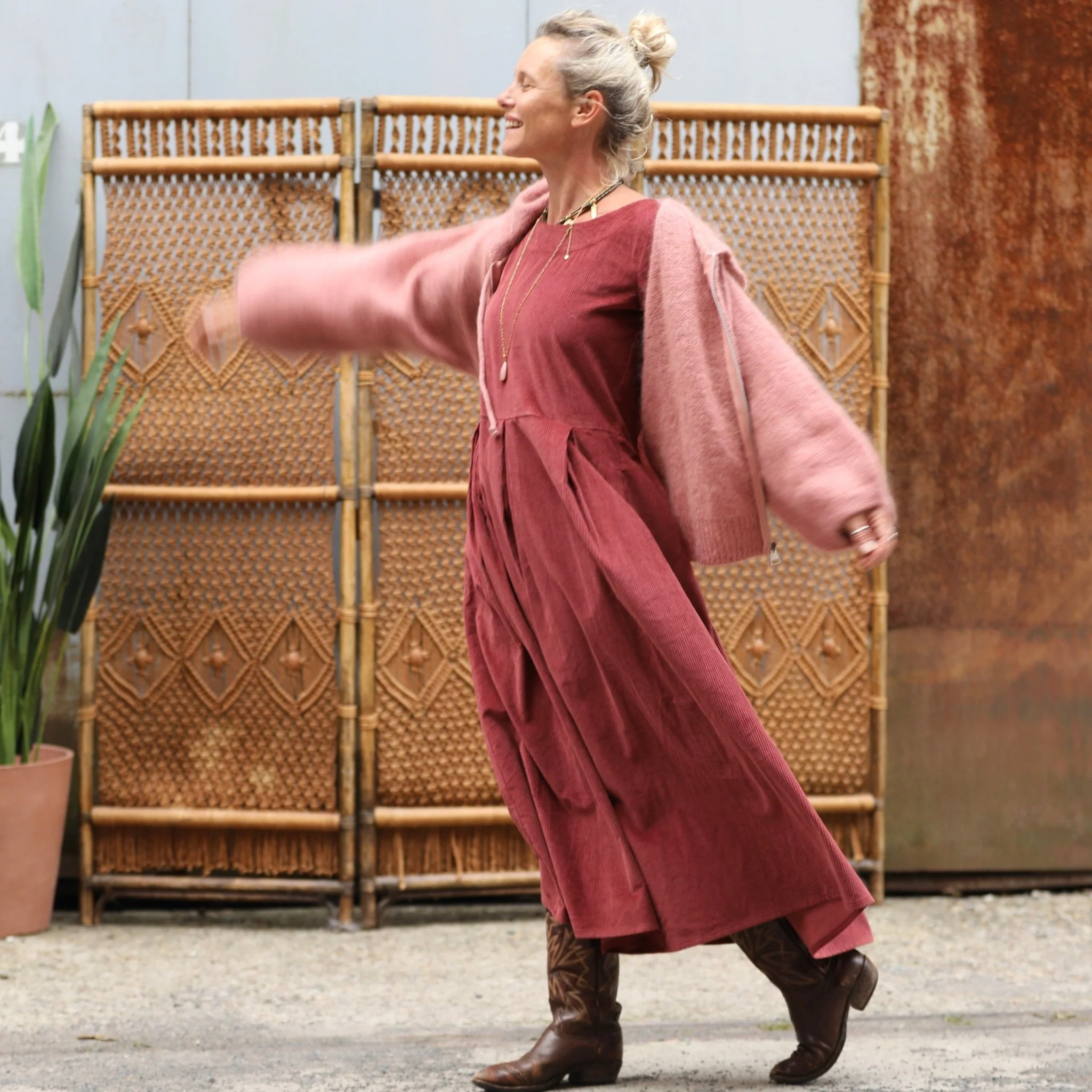 Robe Louisa - velours côtelé terracotta - Image 7