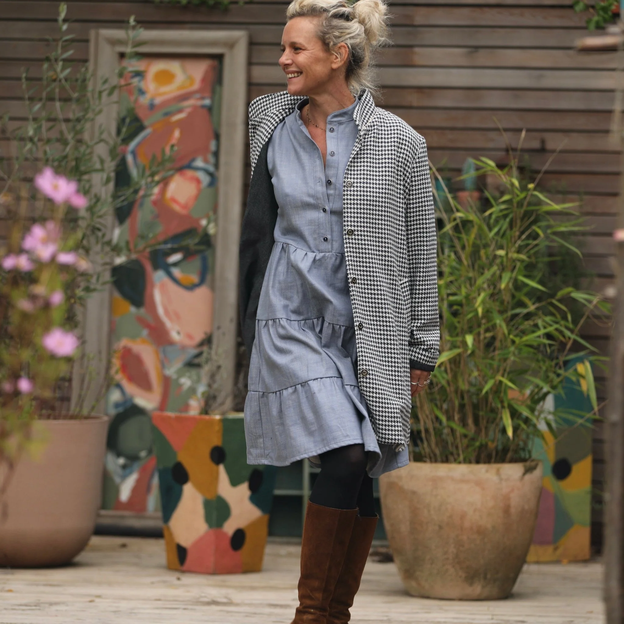 Manteau Paul 3/4 - pied de poule noir/blanc - Image 5