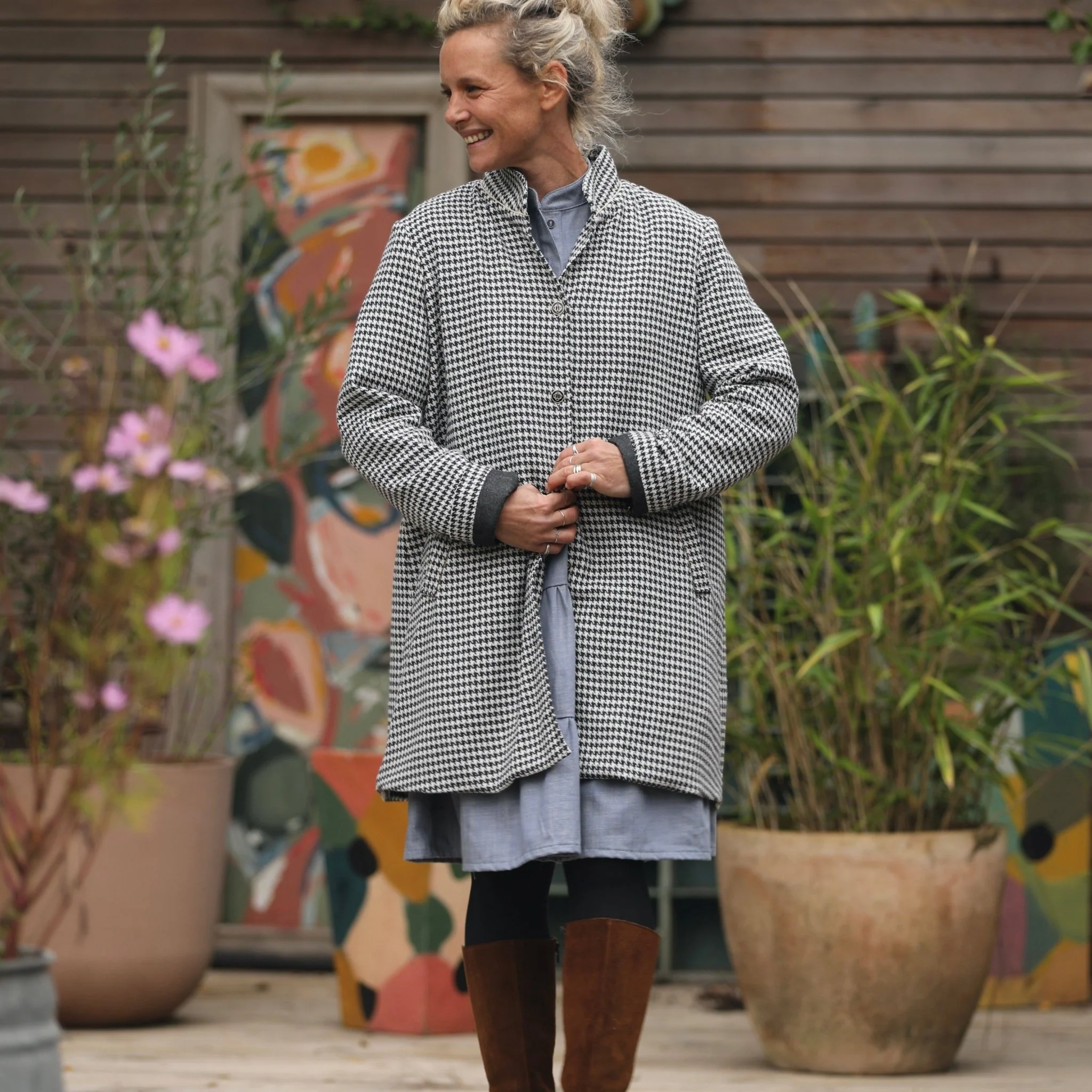 Manteau Paul 3/4 - pied de poule noir/blanc - Image 6