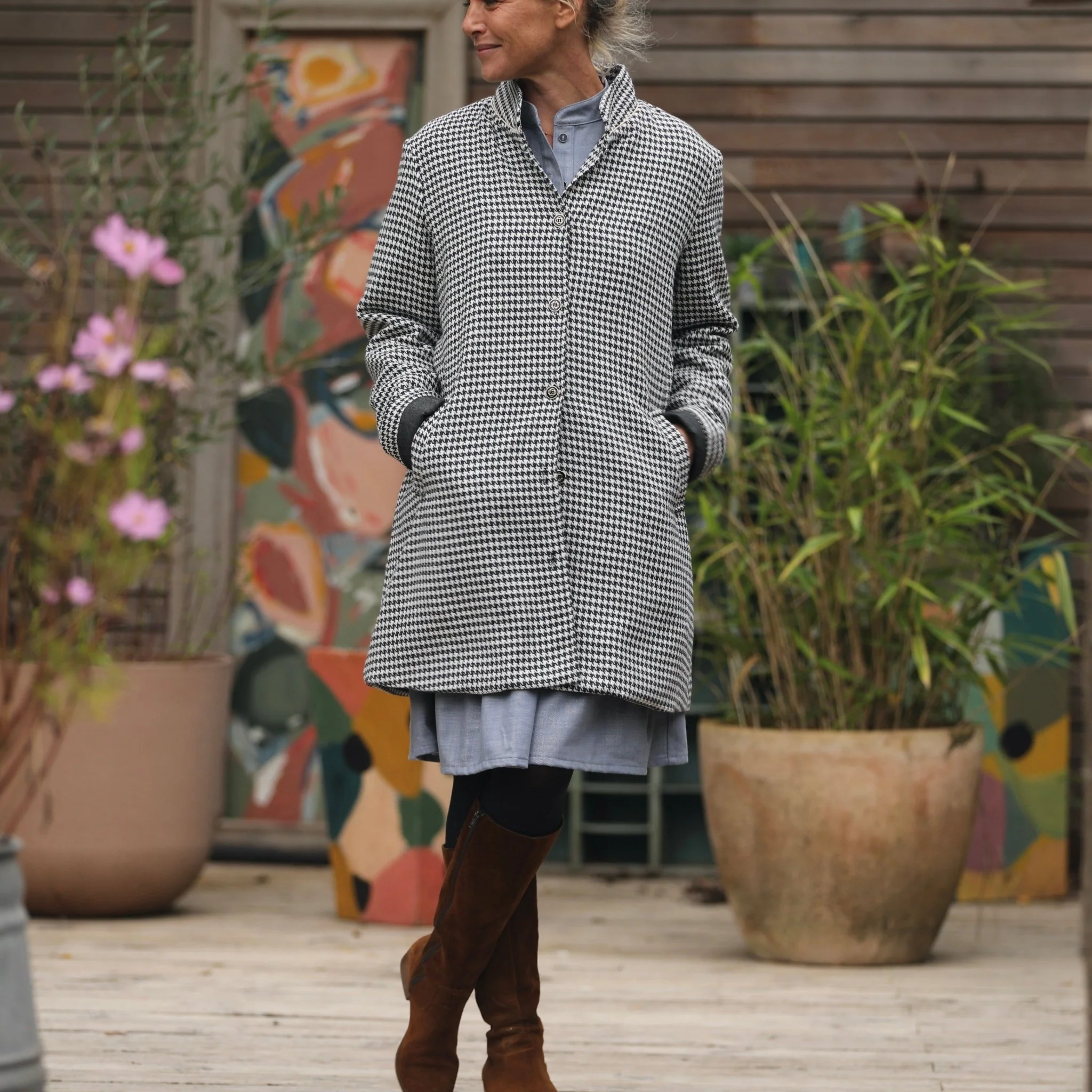 Manteau Paul 3/4 - pied de poule noir/blanc - Image 7