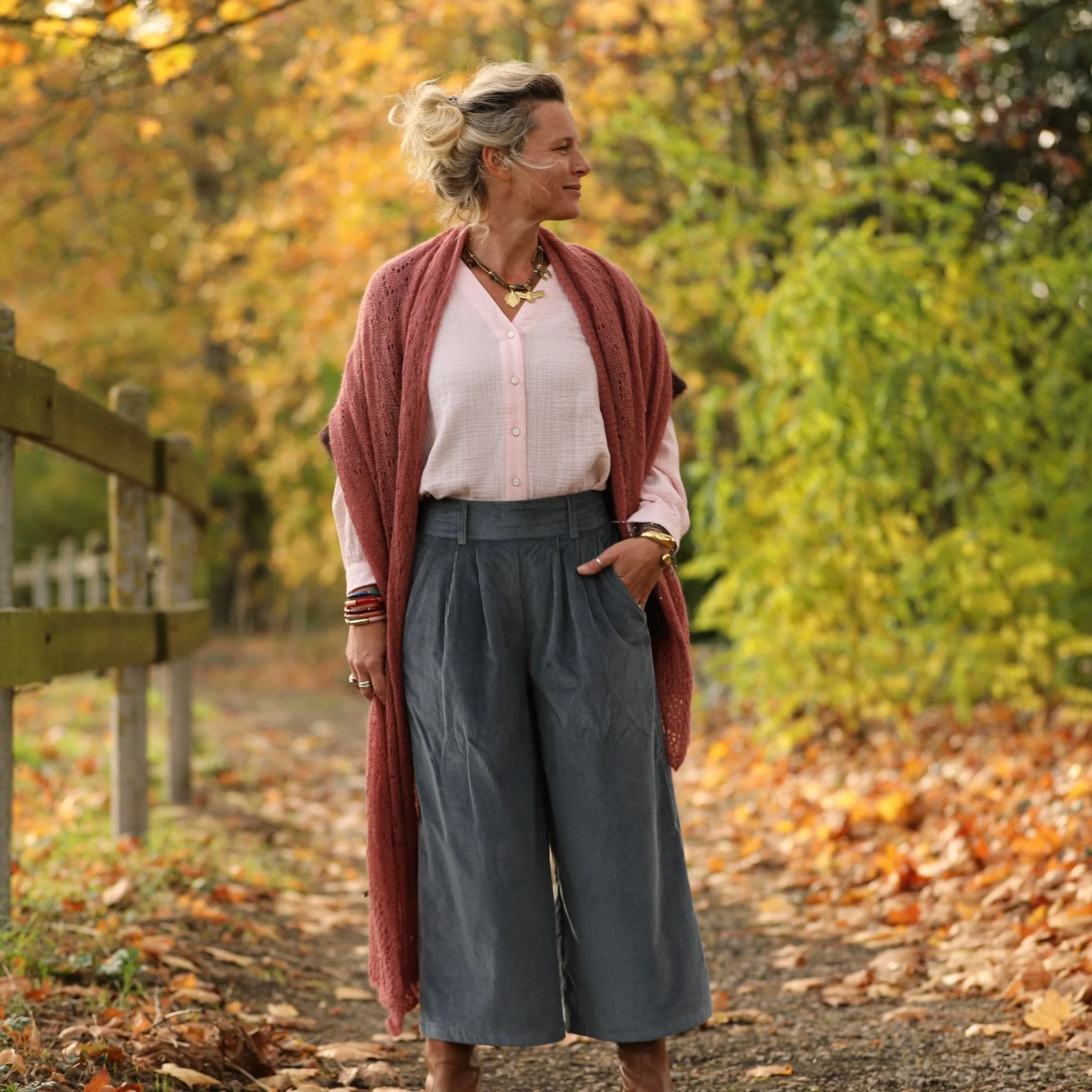 Jupe culotte Margot - velours côtelé gris bleuté - Image 6