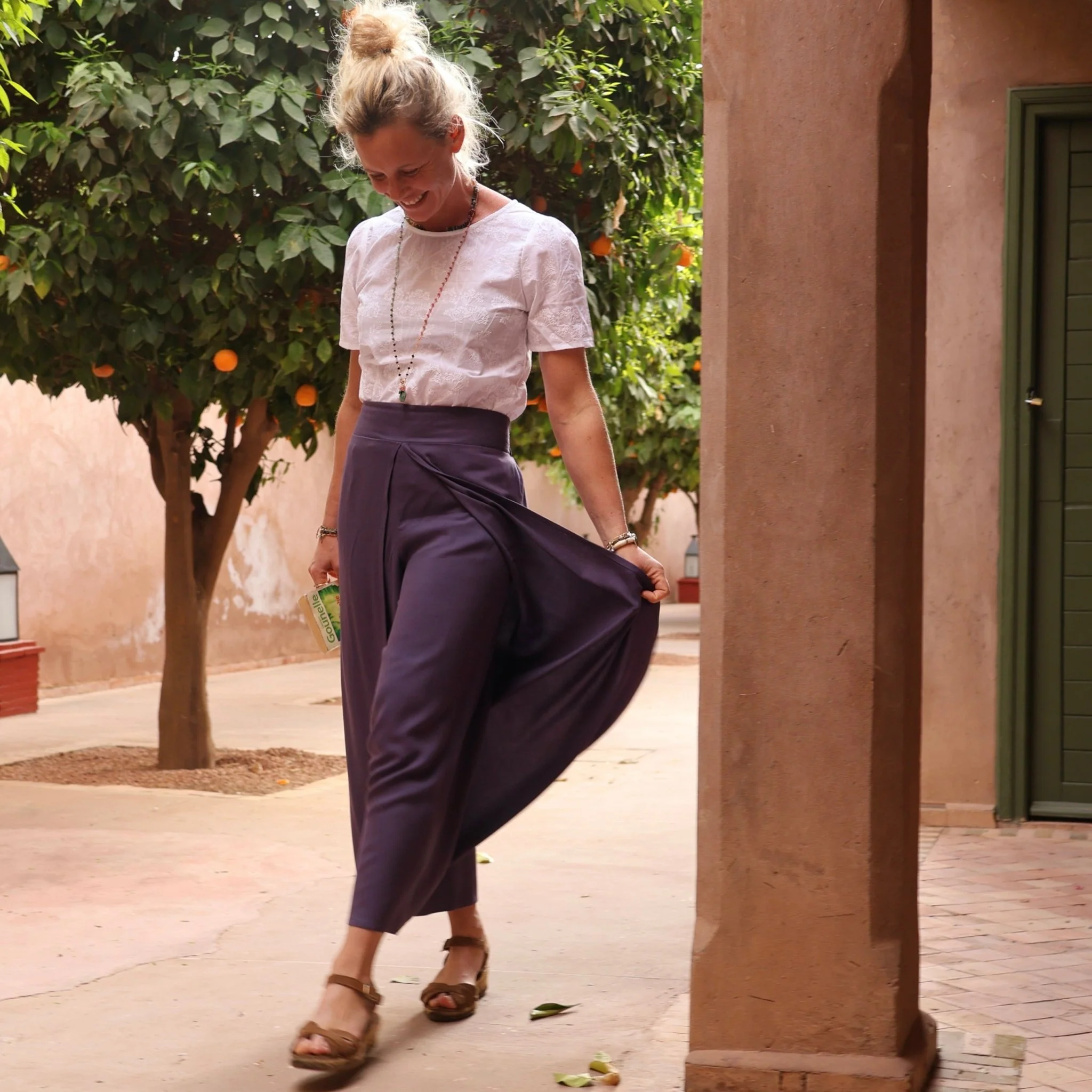Pantalon drapé Mathilde - sergé de viscose lavande - Image 3