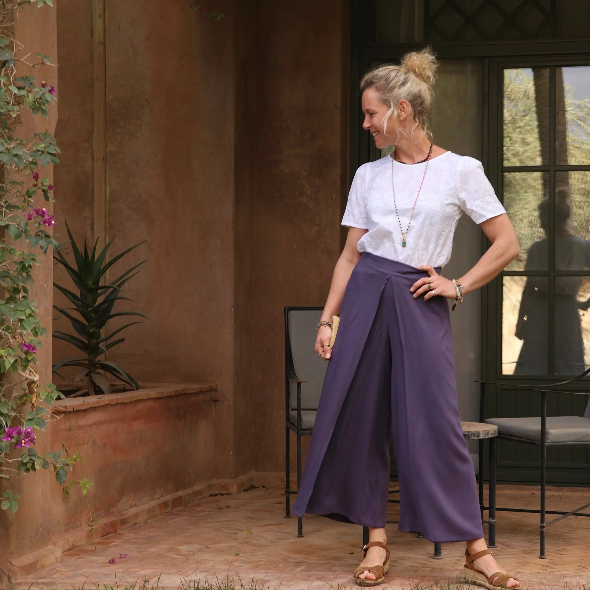Pantalon drapé Mathilde - sergé de viscose lavande - Image 4