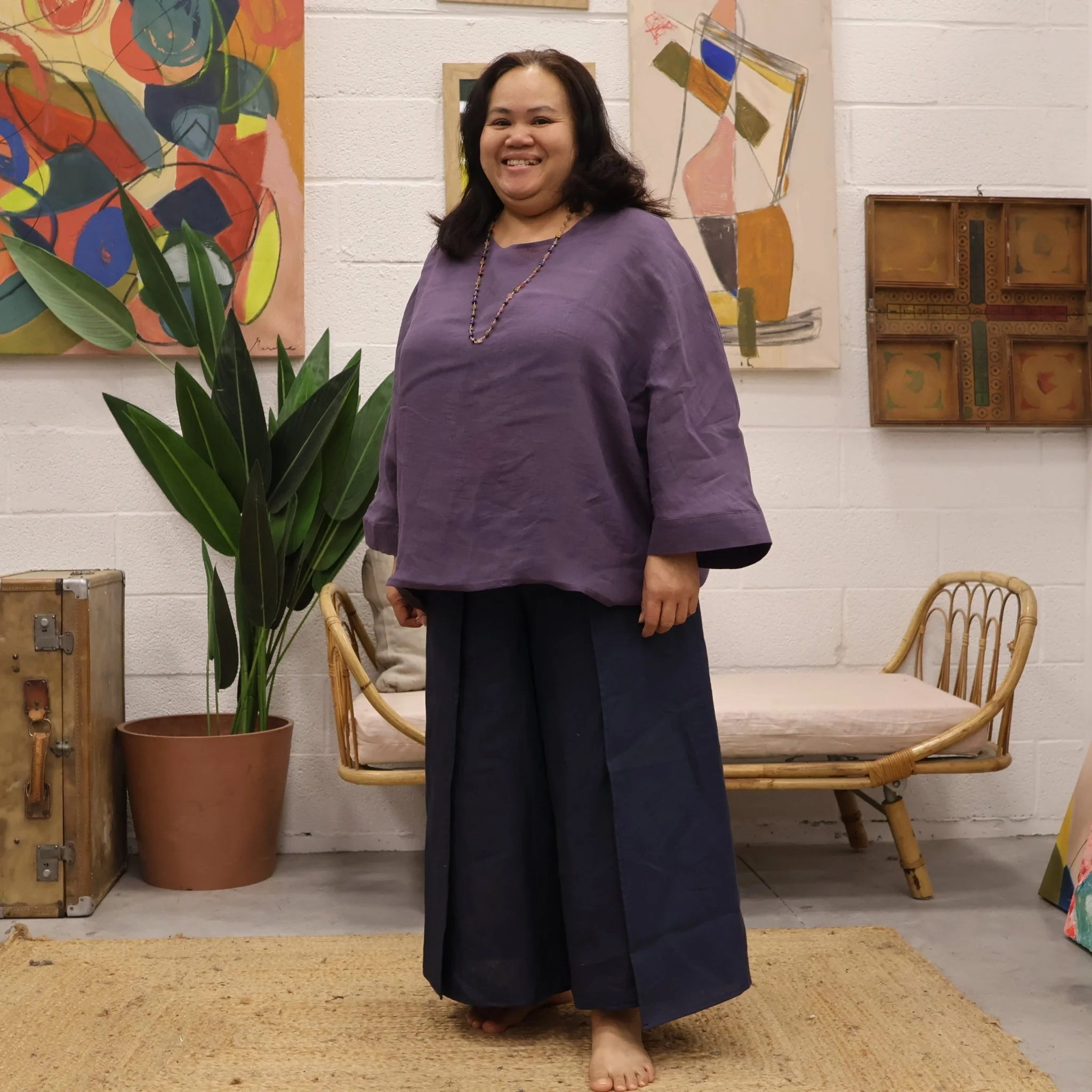 Pantalon drapé Mathilde - sergé de viscose lavande - Image 9