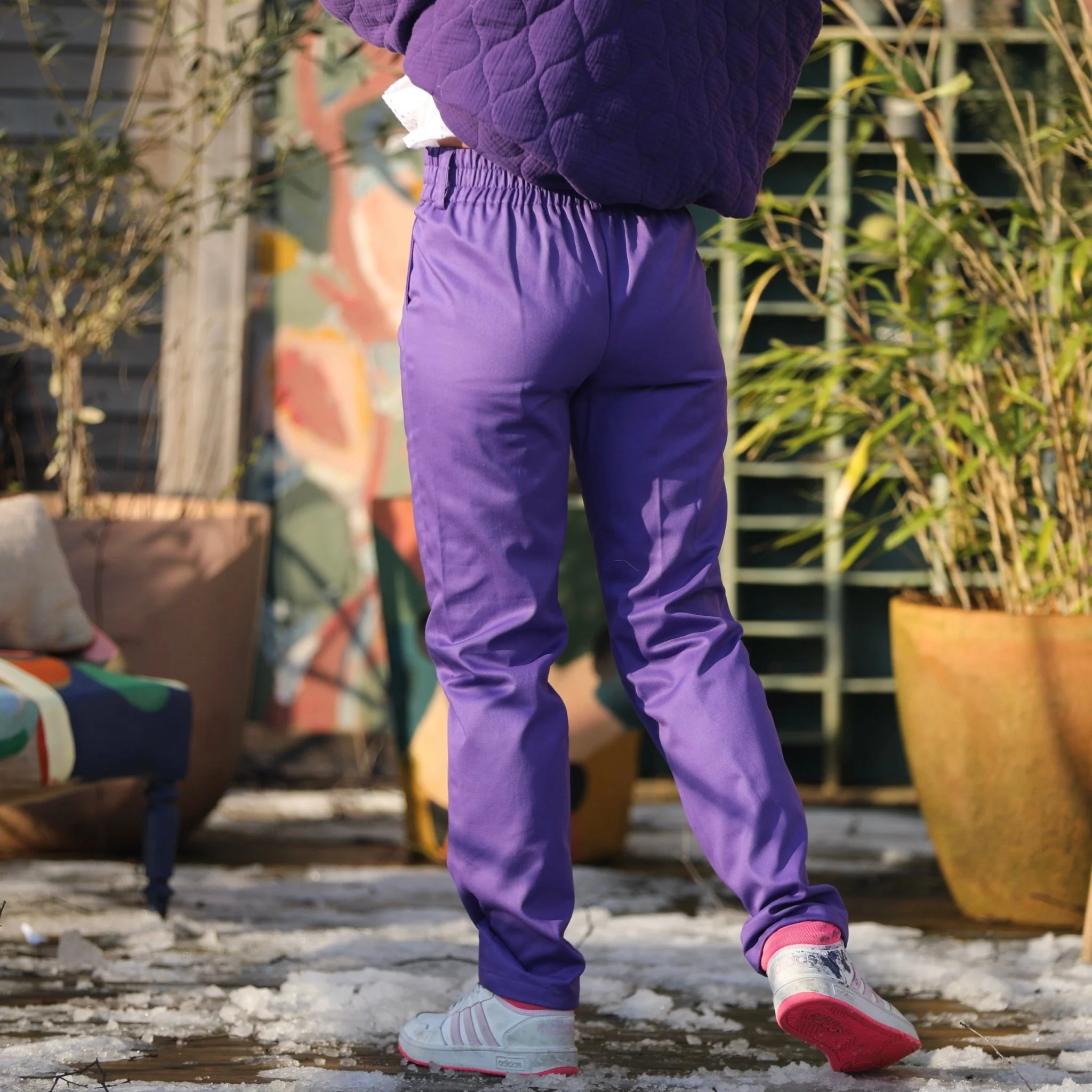 Pantalon Marcus - sergé de coton violet - Image 3