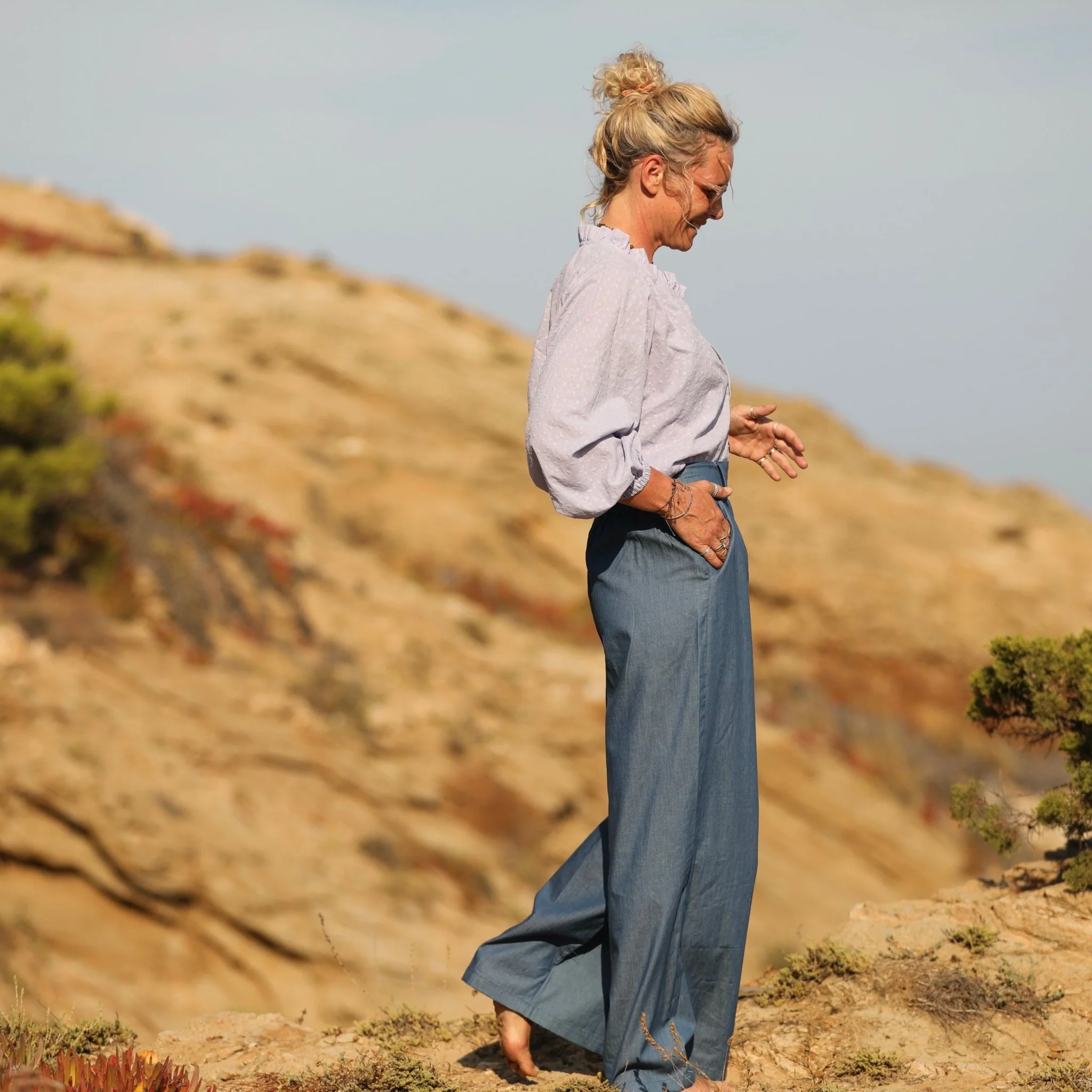 Pantalon Tom - jean de coton léger bleu - Image 7