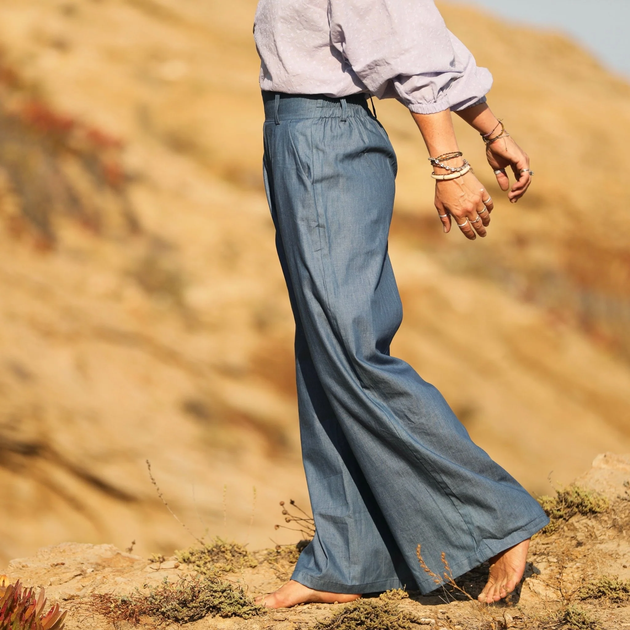 Pantalon Tom - jean de coton léger bleu - Image 8