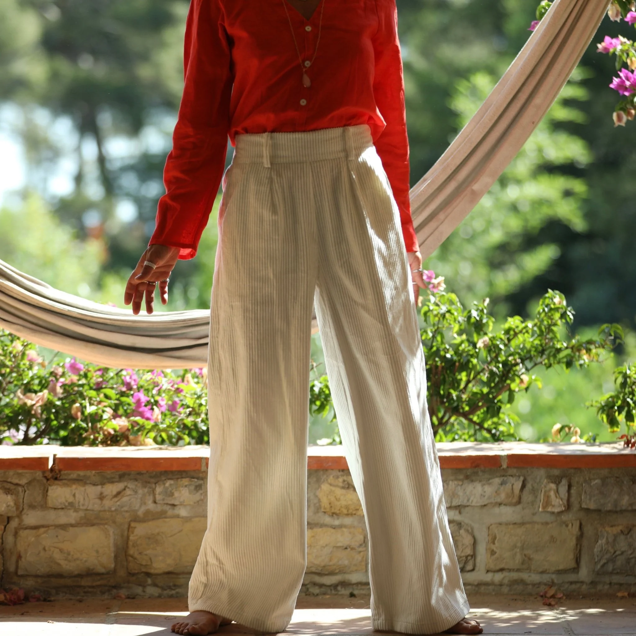 Pantalon Tom - velours de coton côtelé blanc cassé - Image 9