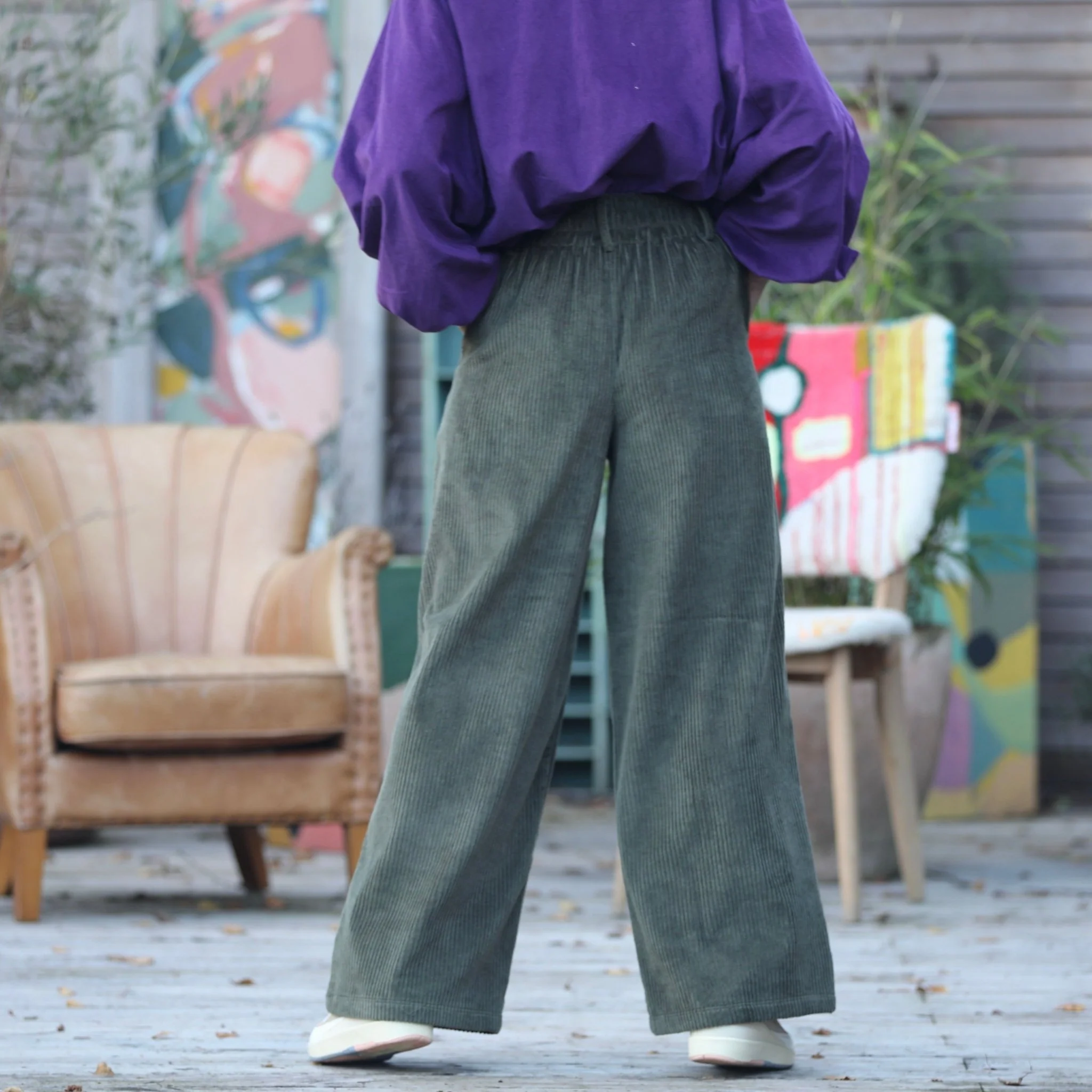 Pantalon Tom - velours côtelé kaki - Image 4
