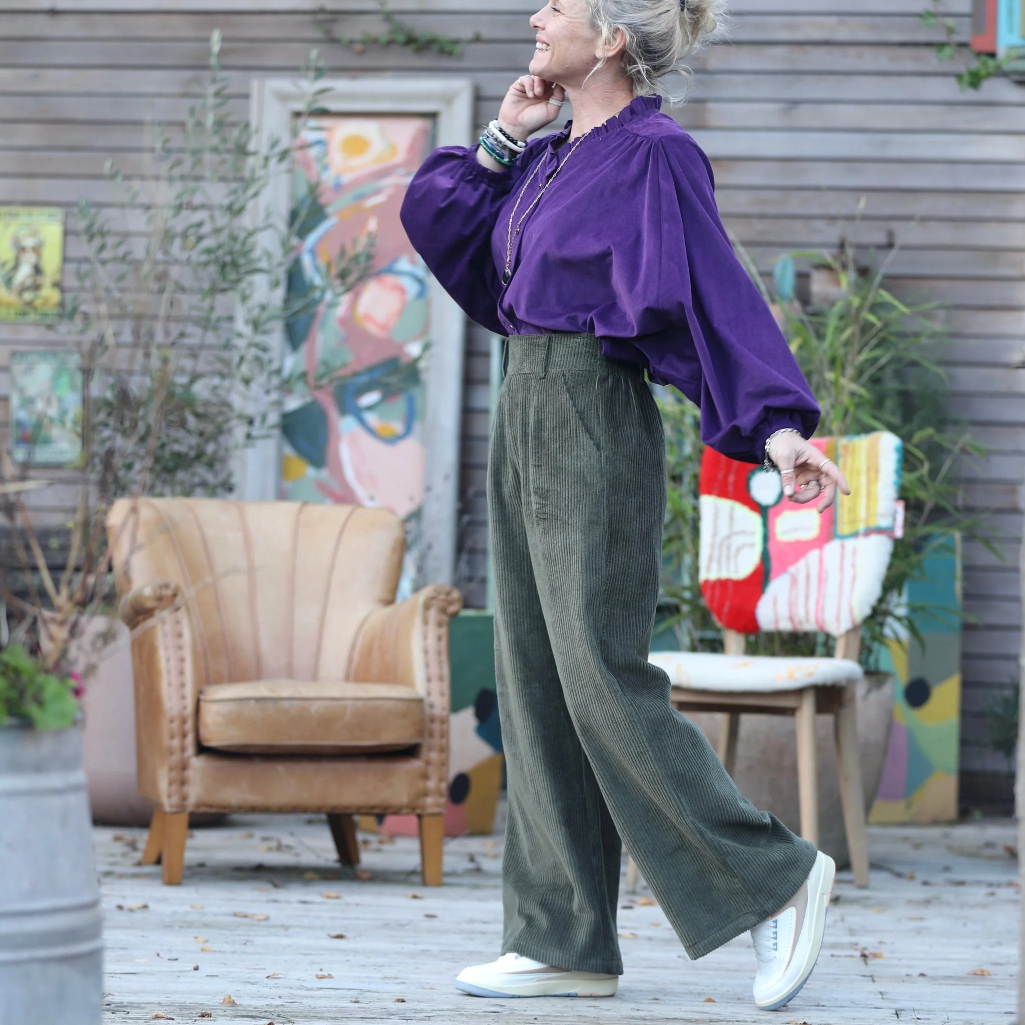 Pantalon Tom - velours côtelé kaki - Image 6