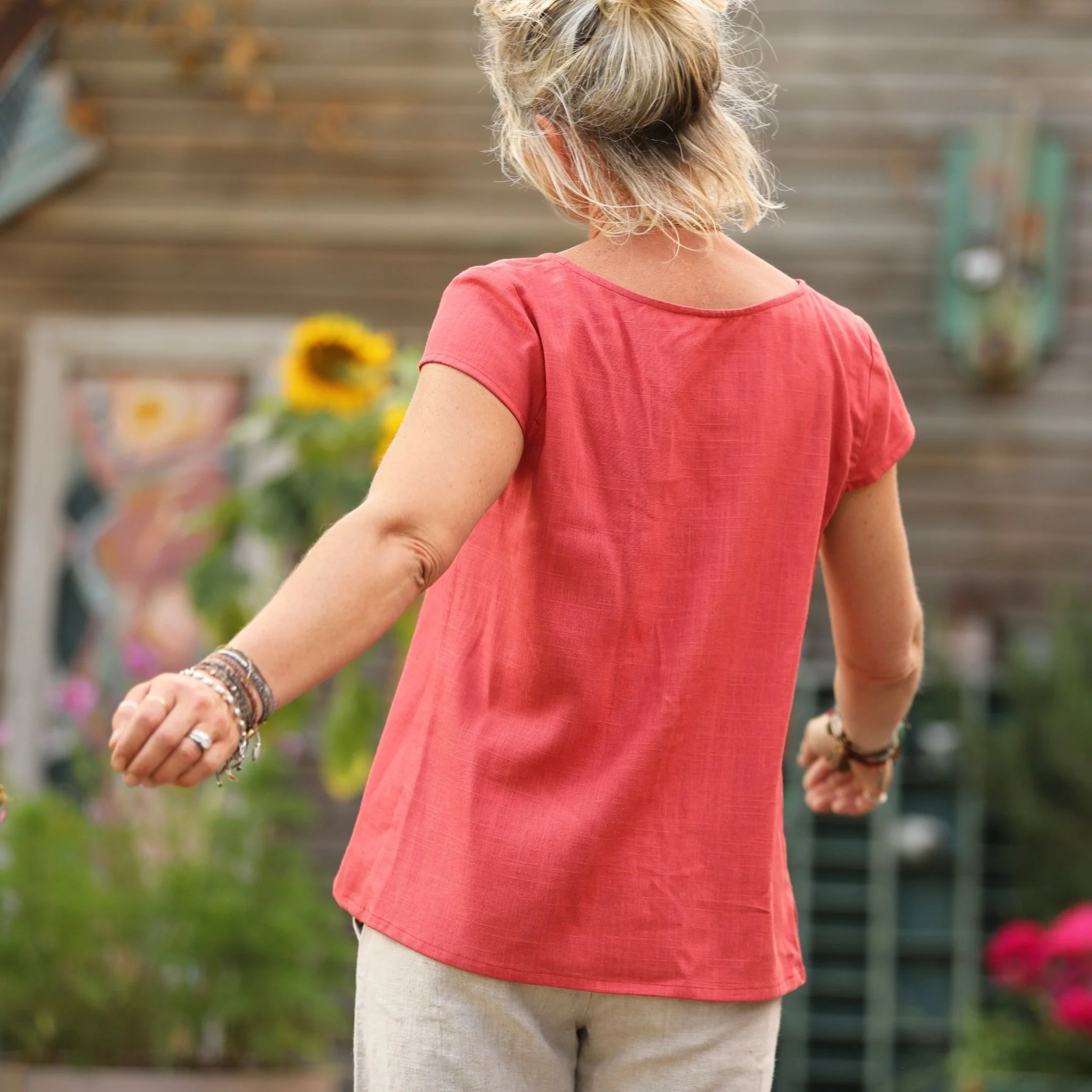 Blouse Sidonie coton et lin papaye - Image 7