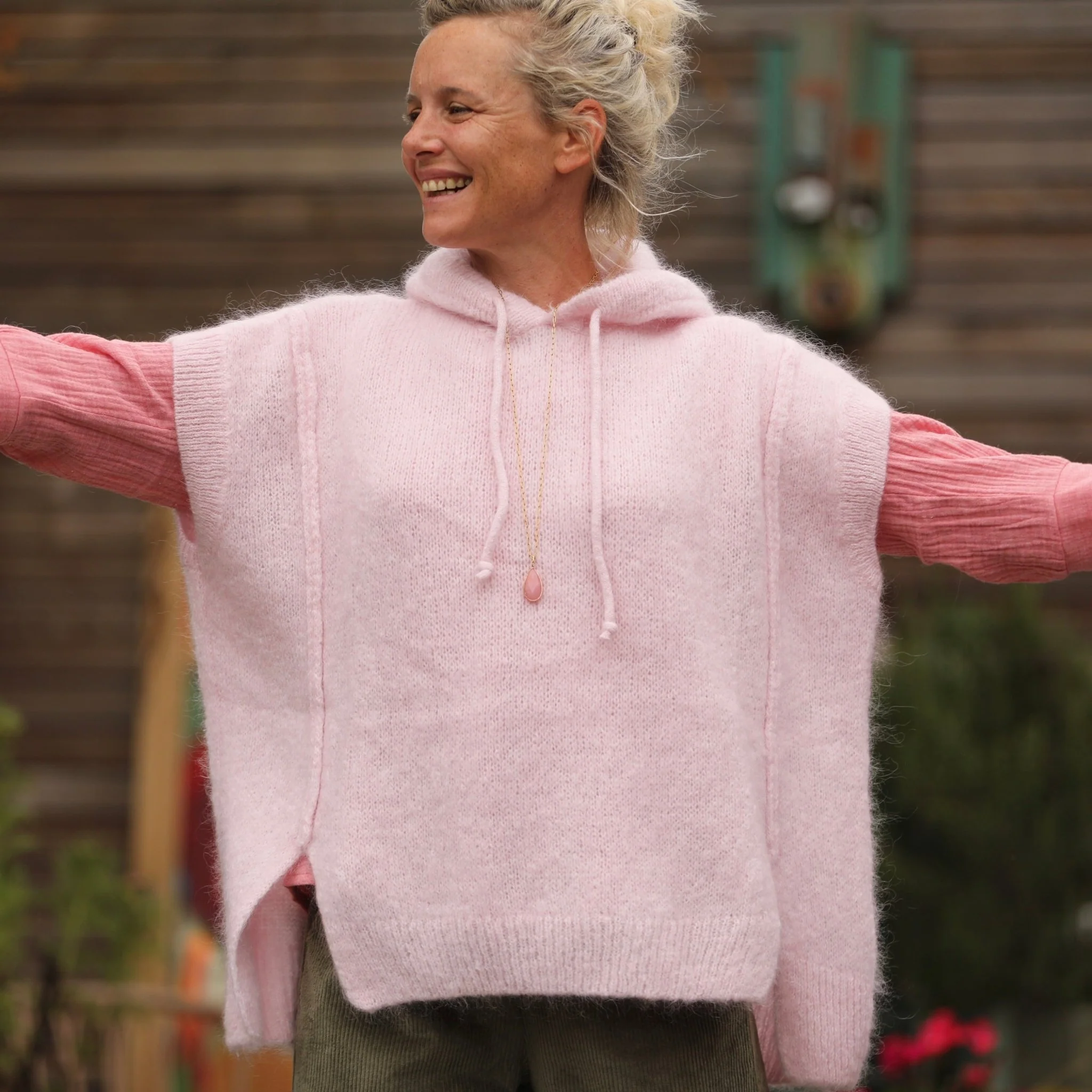 Pull capuche Calypso - Rose poudré - Image 2