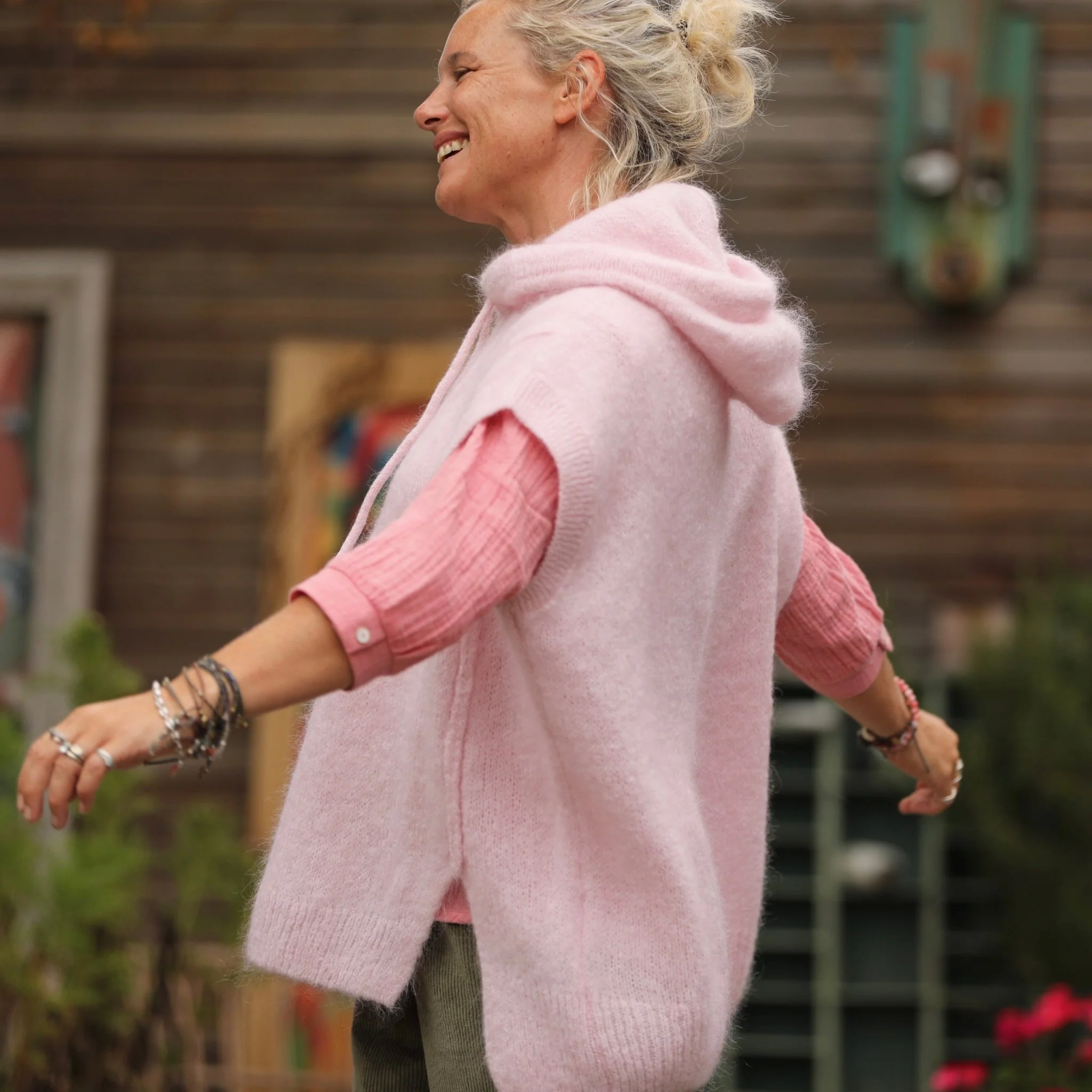 Pull capuche Calypso - Rose poudré - Image 3