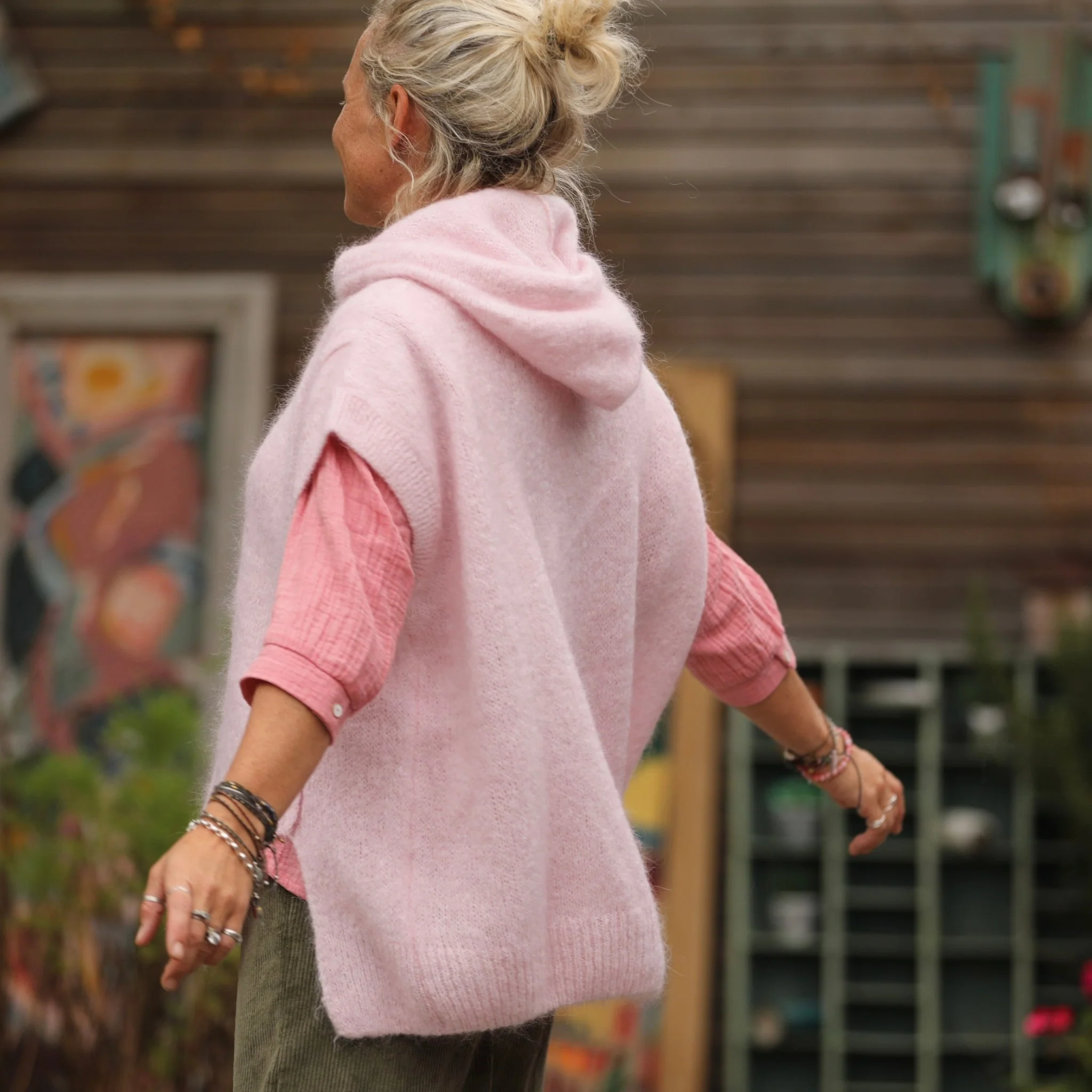 Pull capuche Calypso - Rose poudré - Image 5
