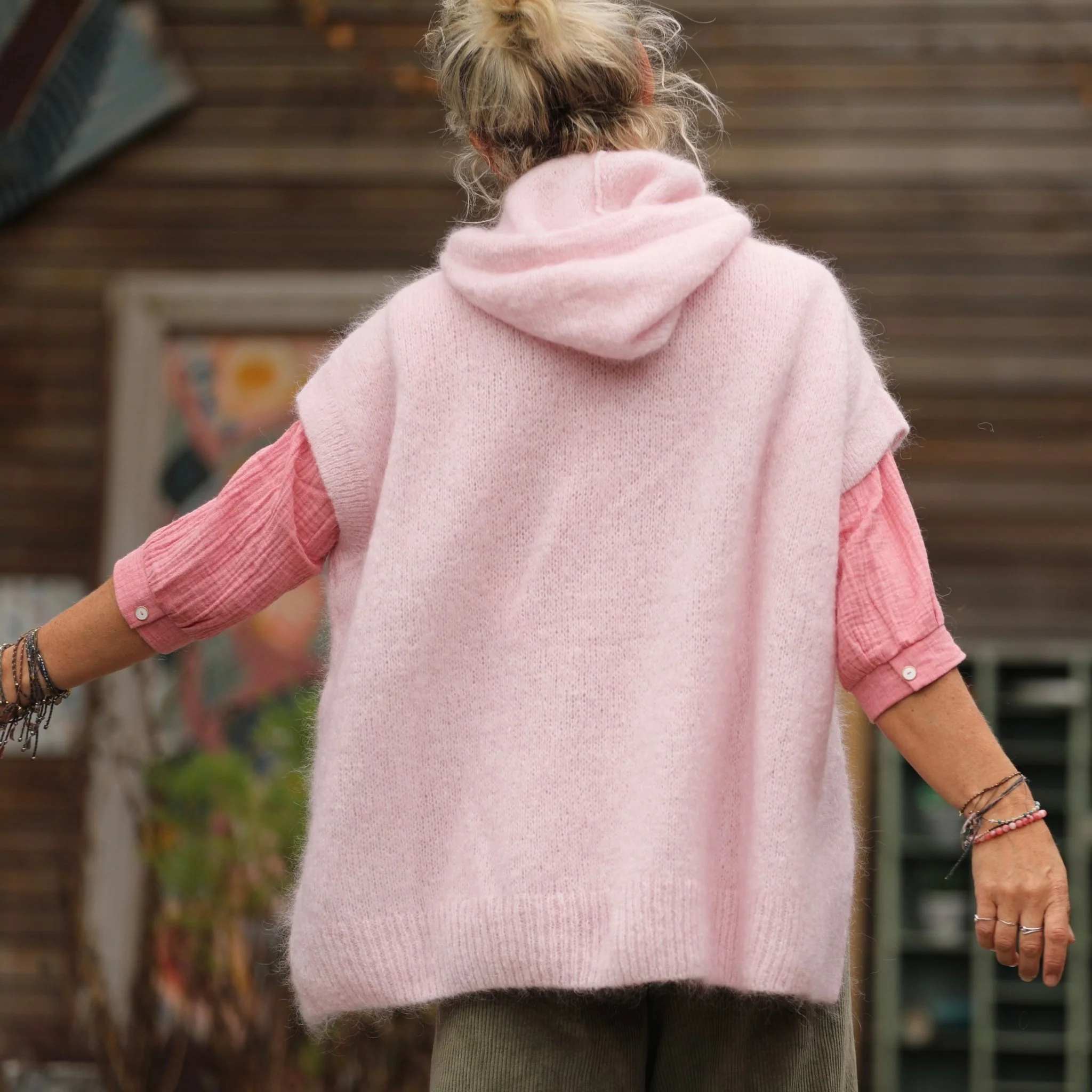 Pull capuche Calypso - Rose poudré - Image 6