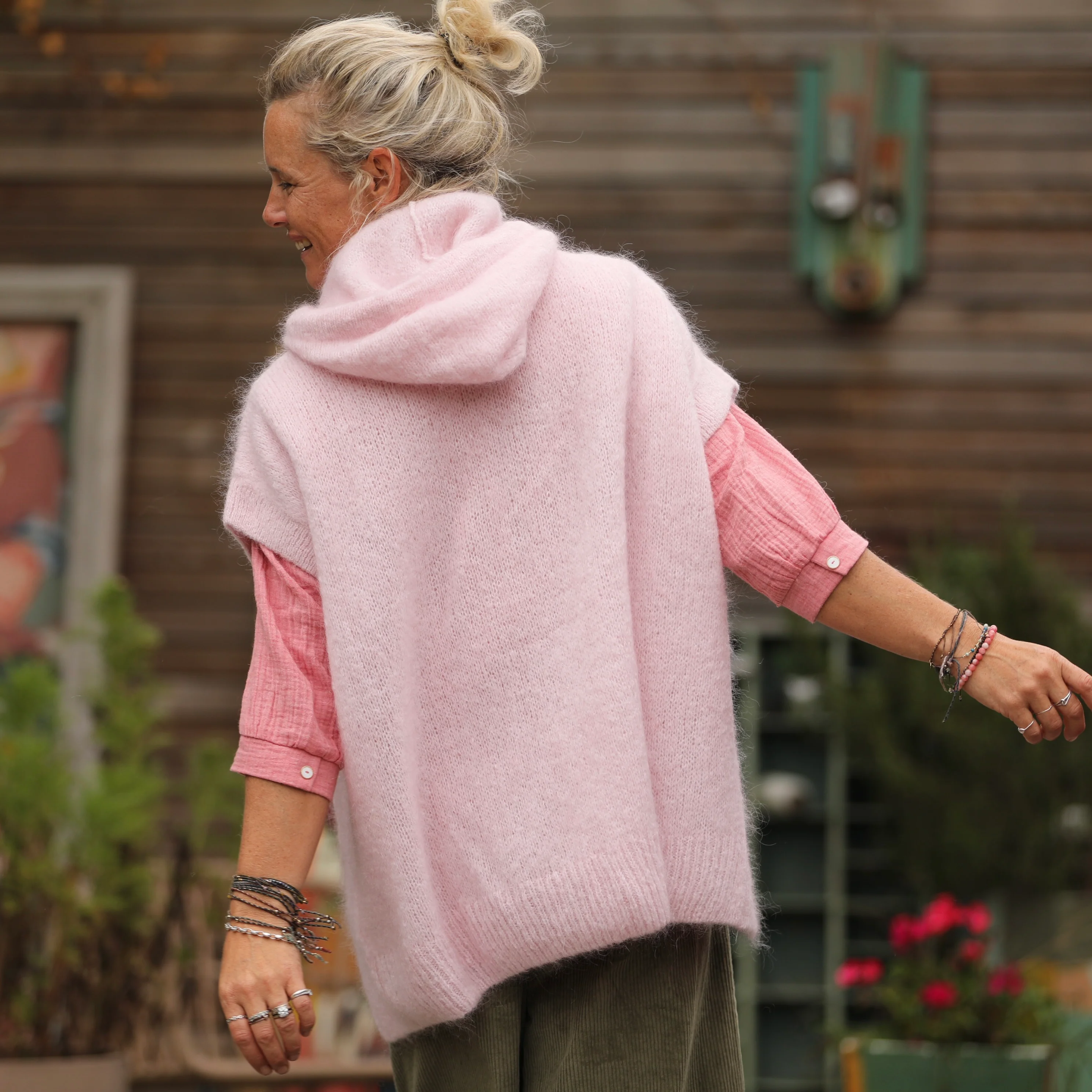 Pull capuche Calypso - Rose poudré - Image 7