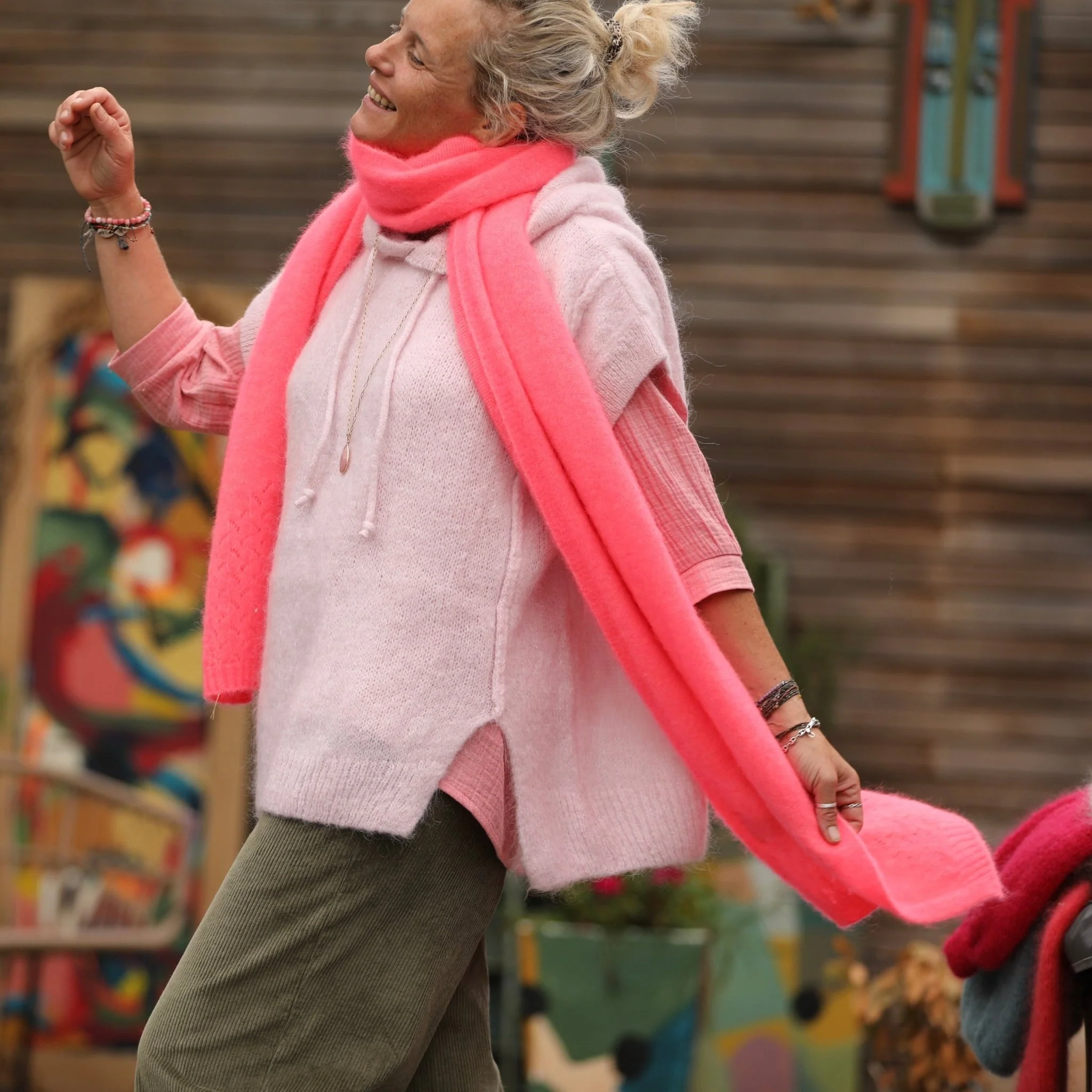 Pull capuche Calypso - Rose poudré - Image 8