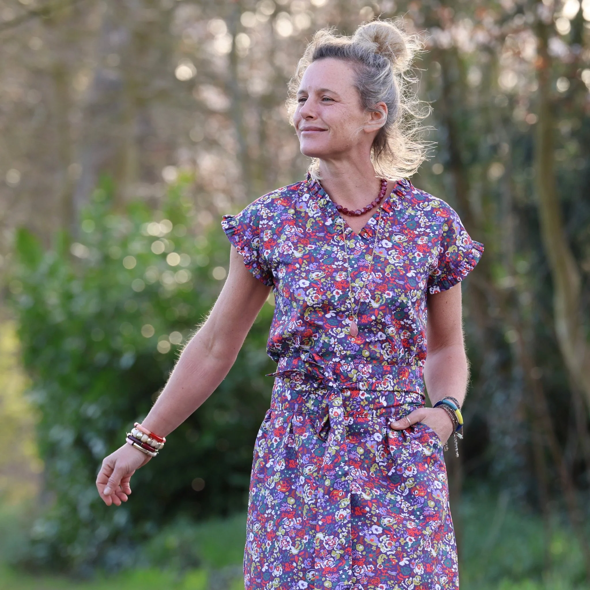 Robe Acacia – Coton “Floraison Améthyste" - Image 4
