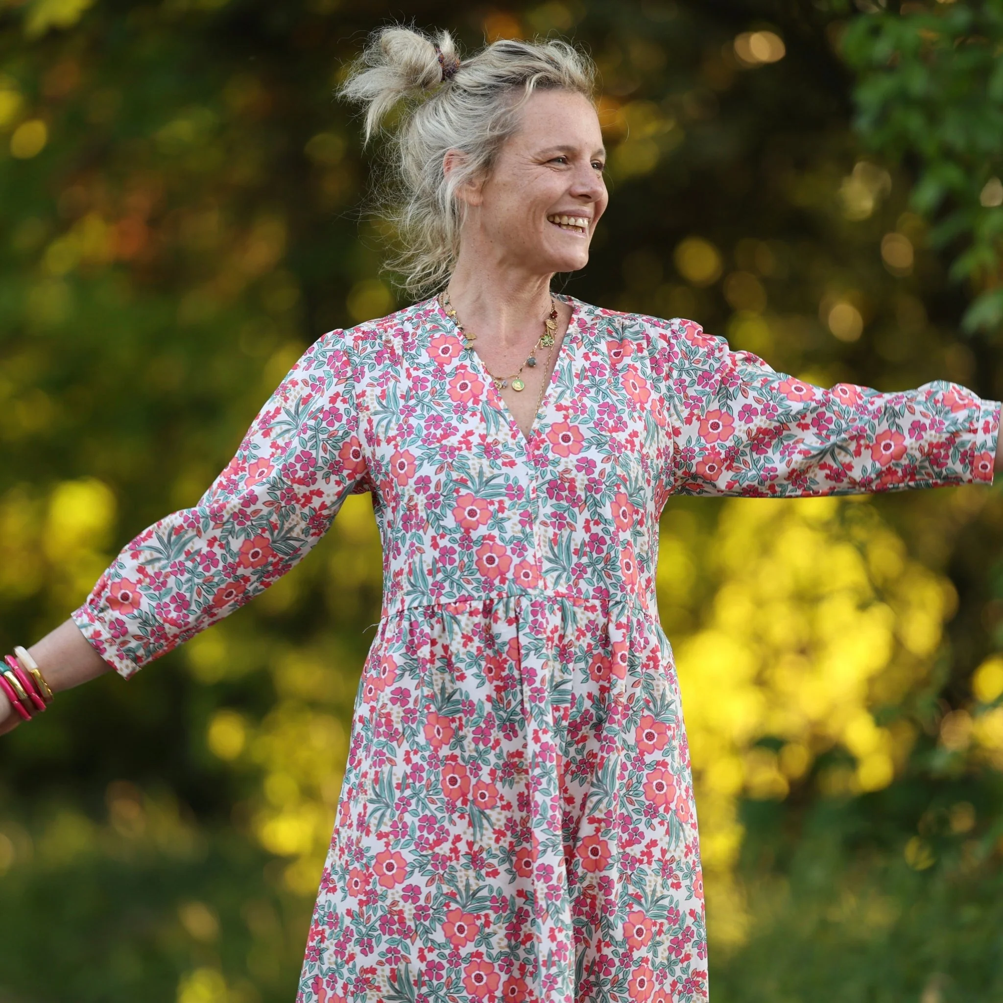 Robe Agathe - Coton Capucine corail - Image 13