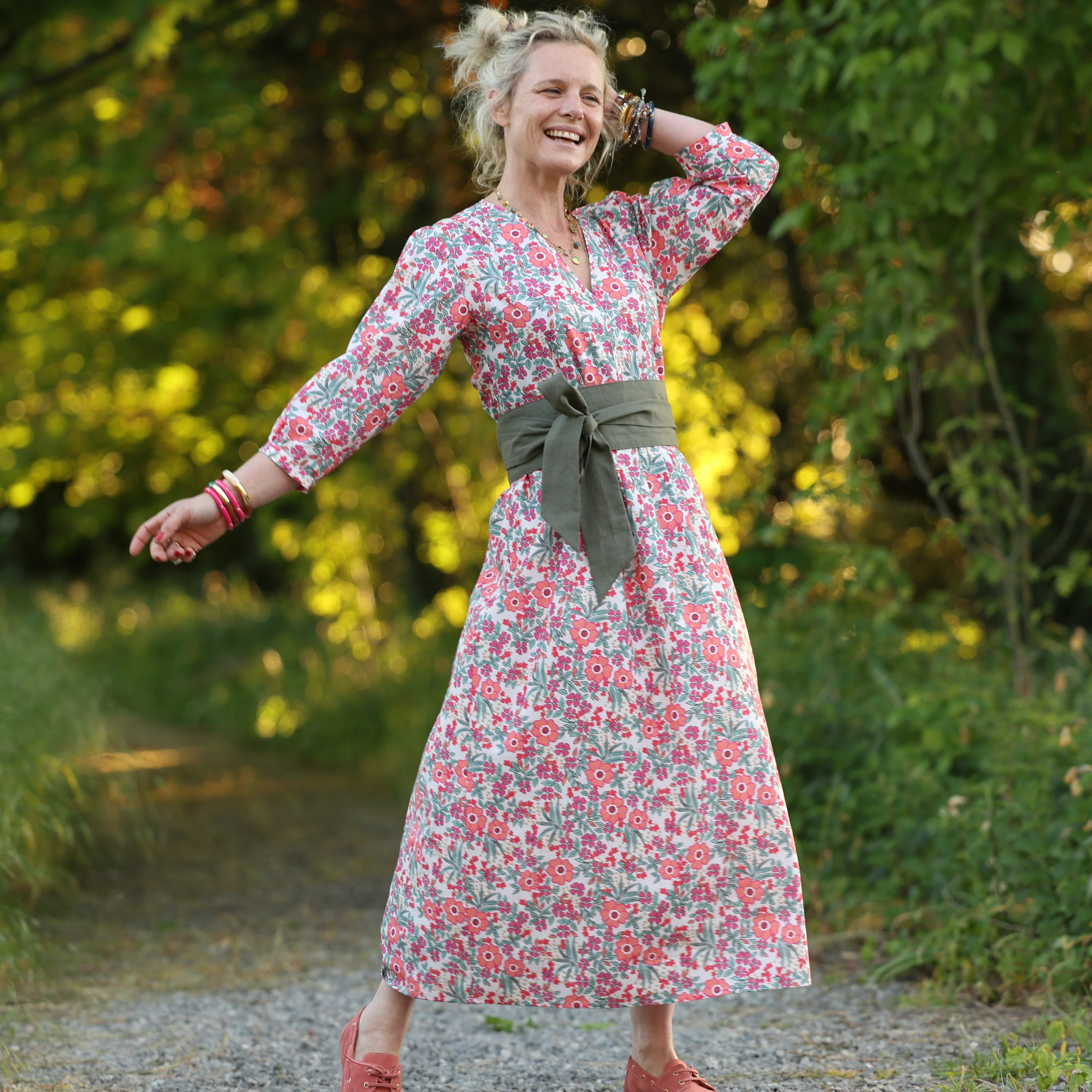 Robe Agathe - Coton Capucine corail - Image 3