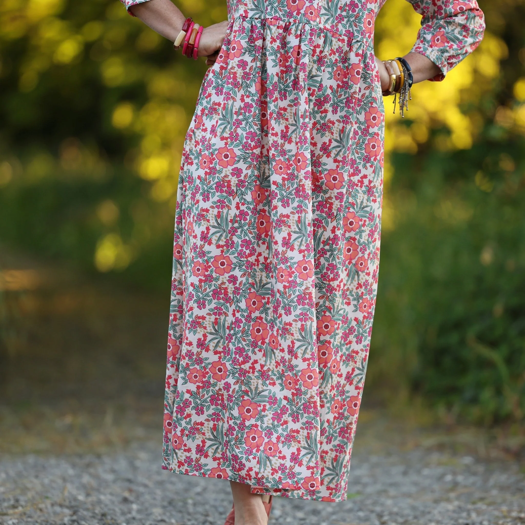 Robe Agathe - Coton Capucine corail - Image 8