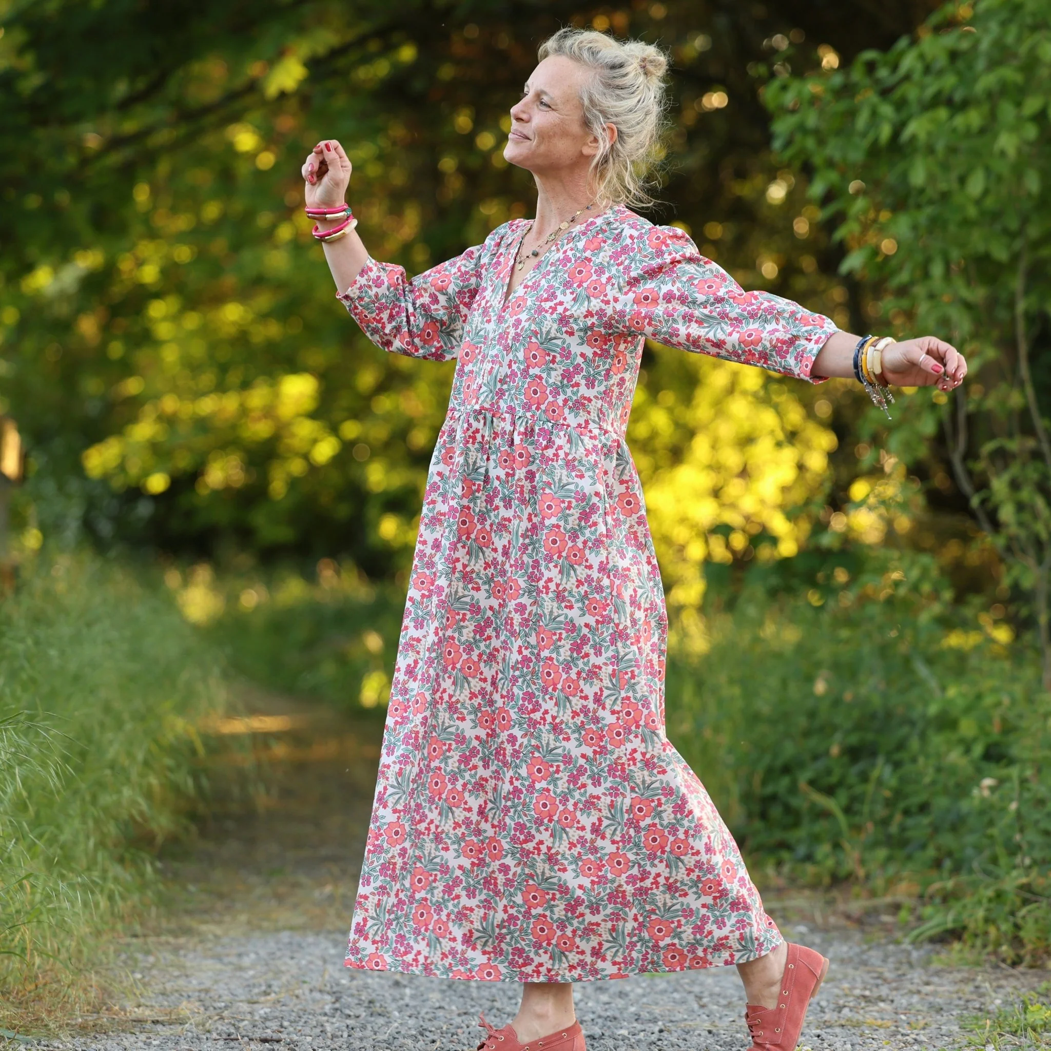 Robe Agathe - Coton Capucine corail - Image 9
