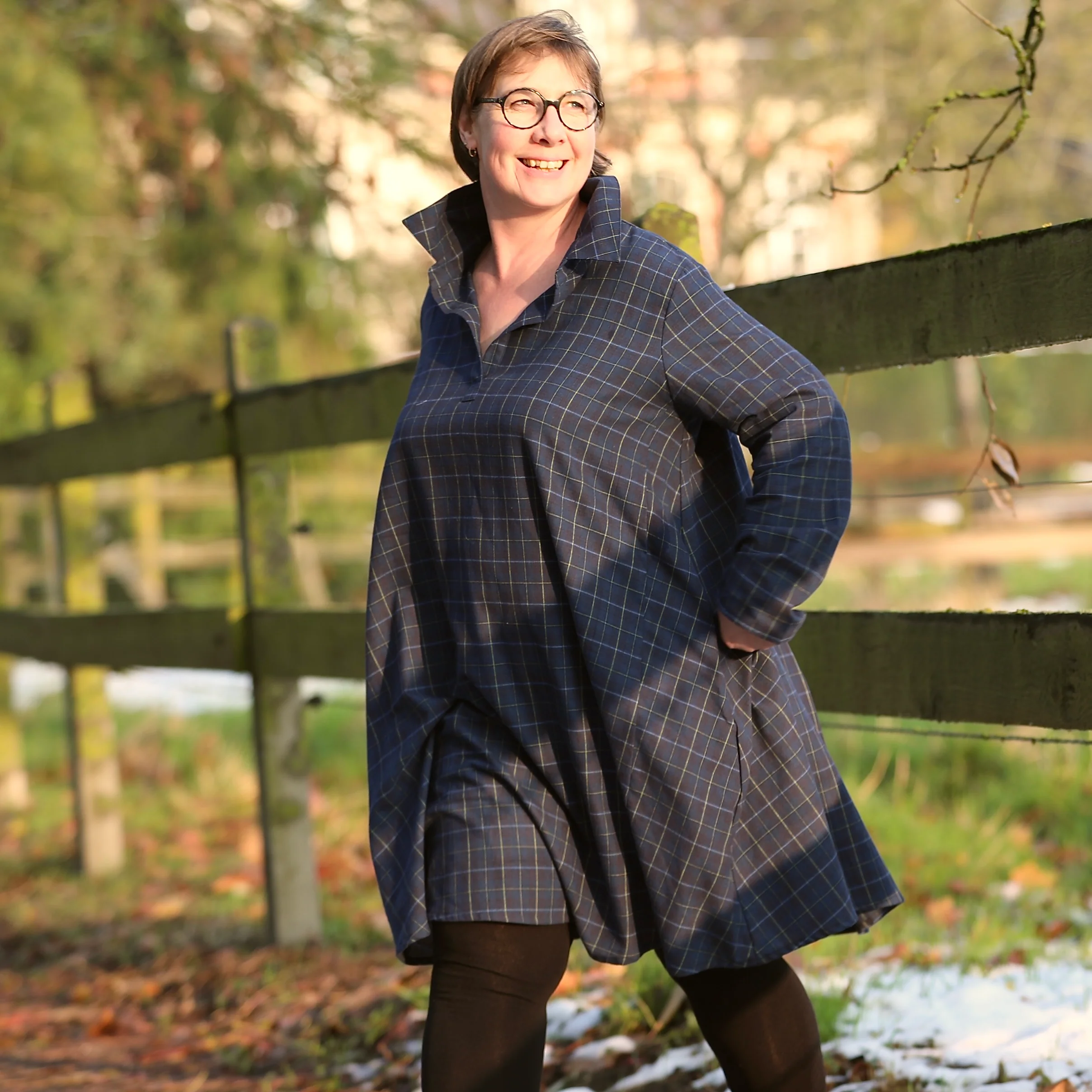 Robe Carole – flanelle de coton tartan bleu - Image 7