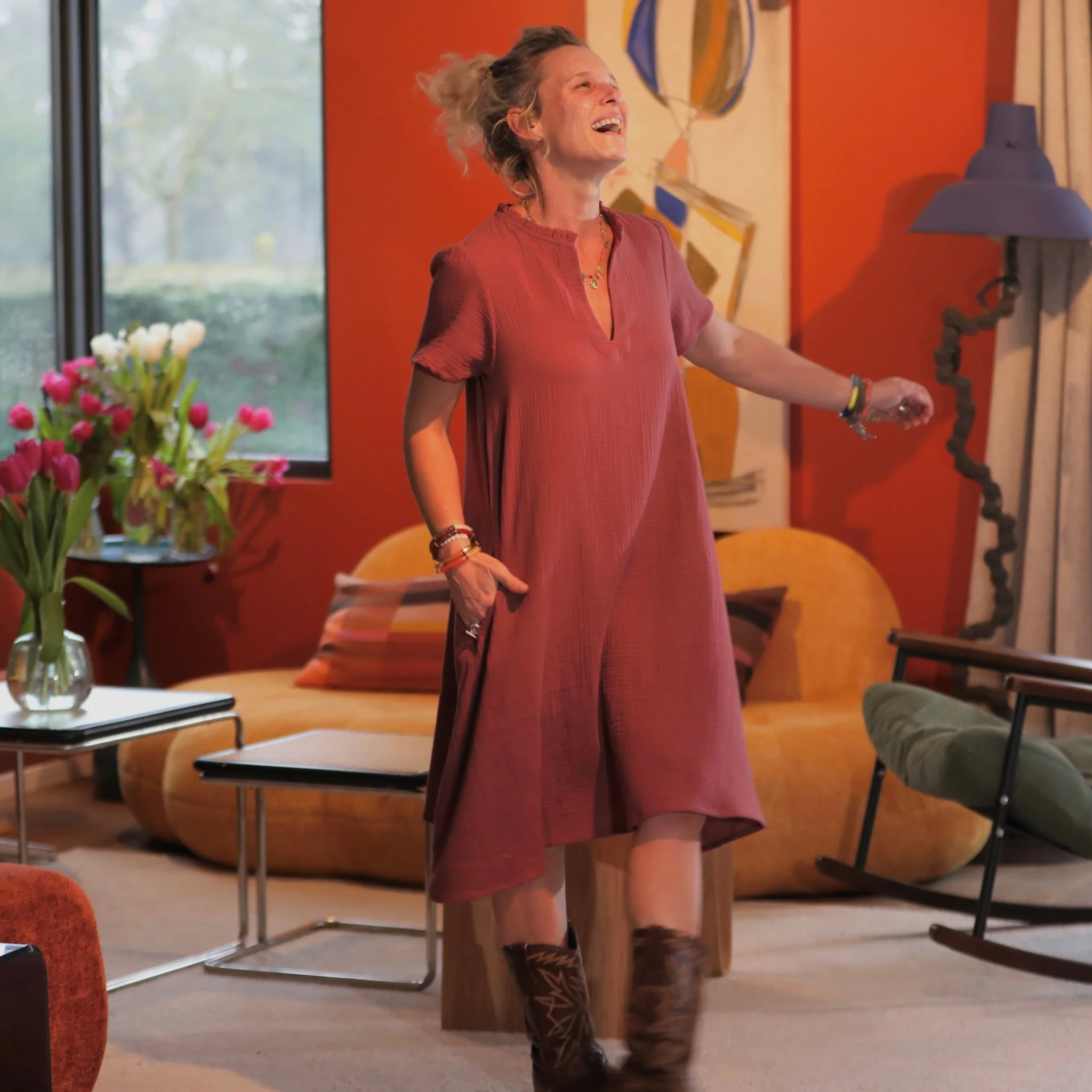 Robe Céleste - double gaze terracotta rosé - Image 7