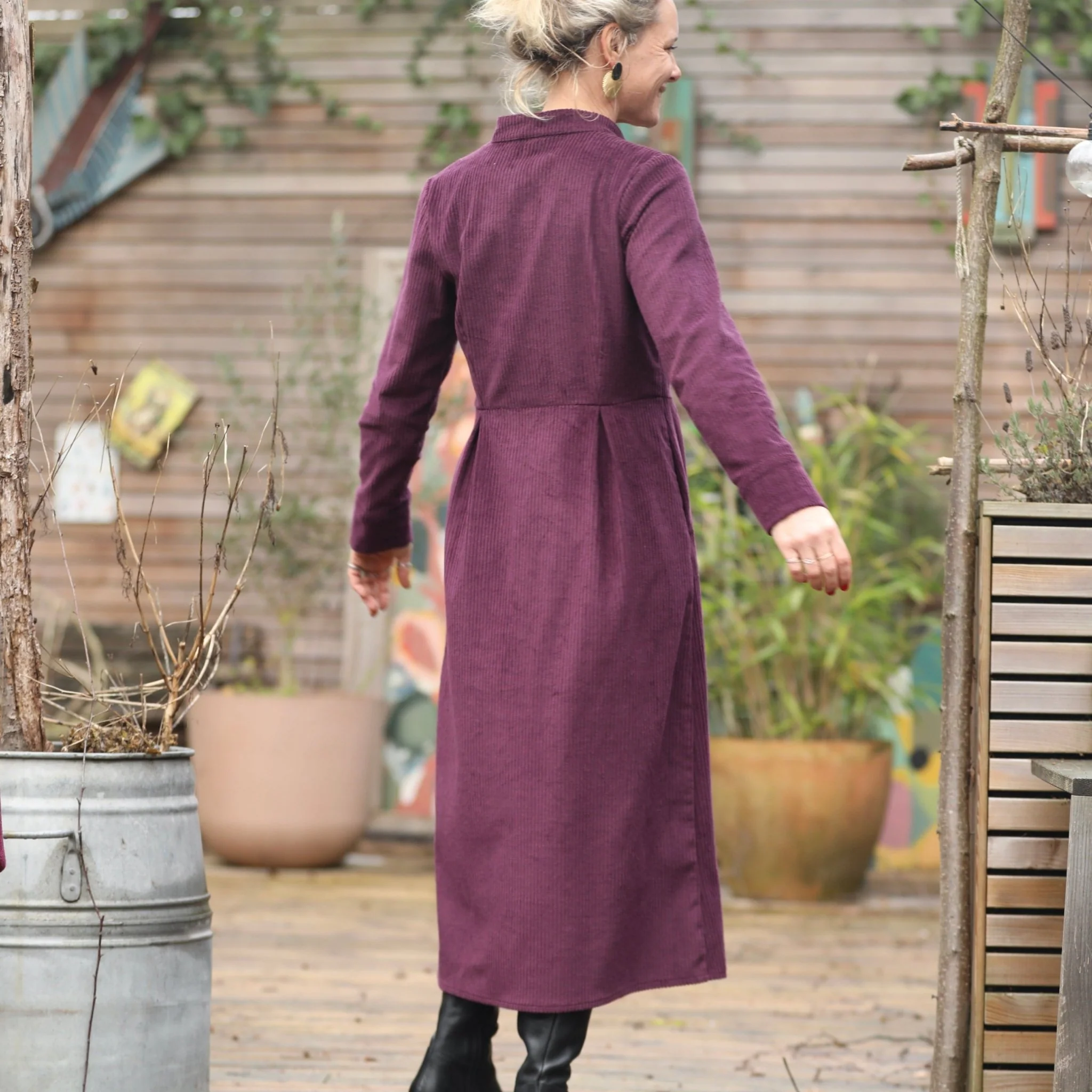 Robe Cyrielle - velours côtelé aubergine - Image 10
