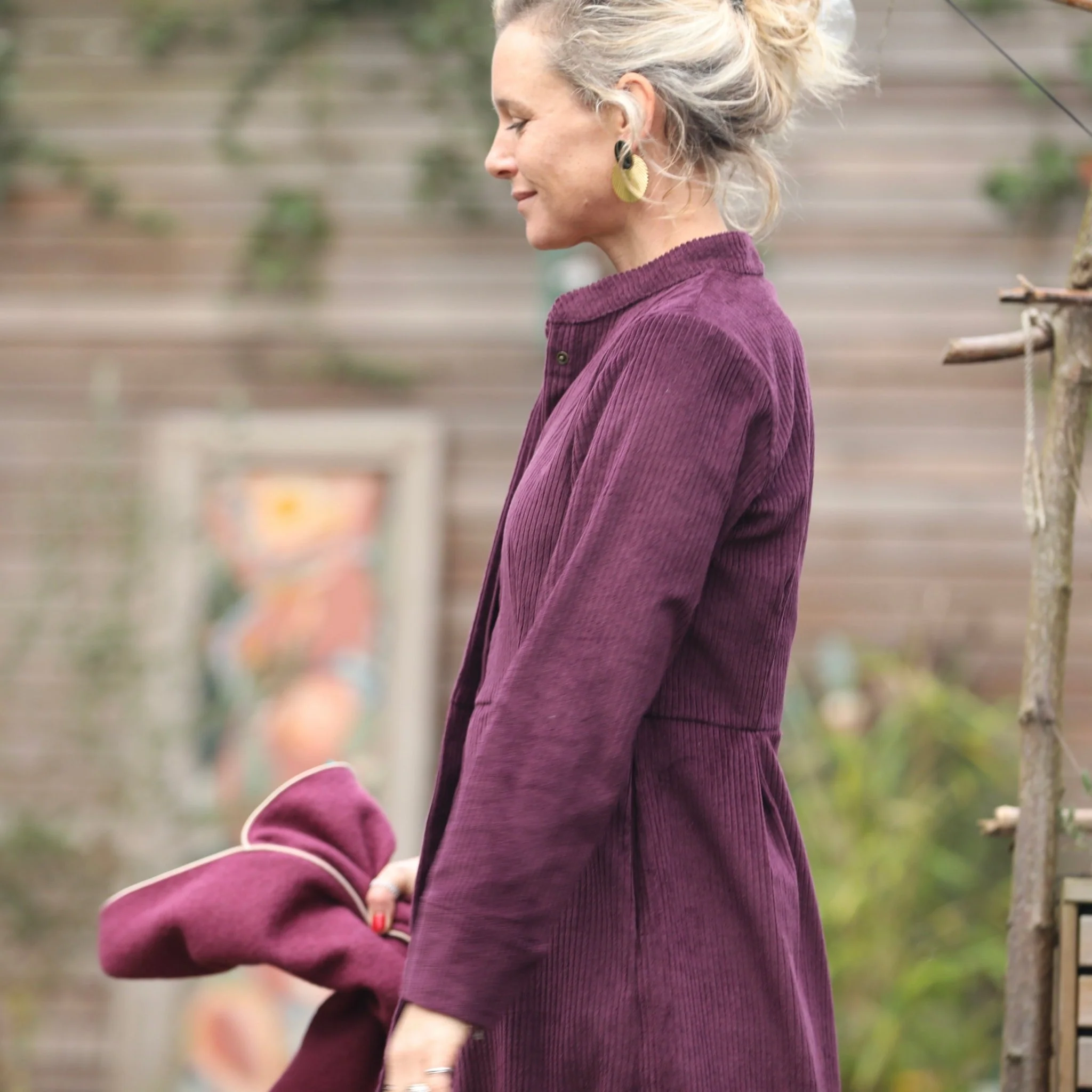 Robe Cyrielle - velours côtelé aubergine - Image 7