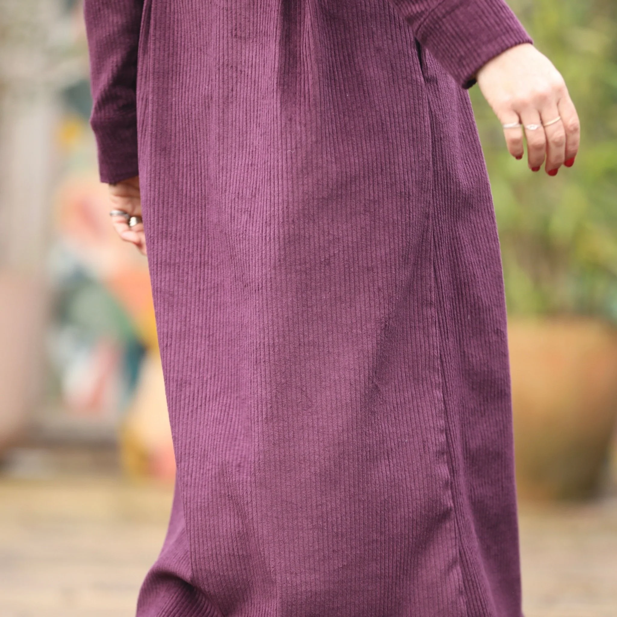 Robe Cyrielle - velours côtelé aubergine - Image 9