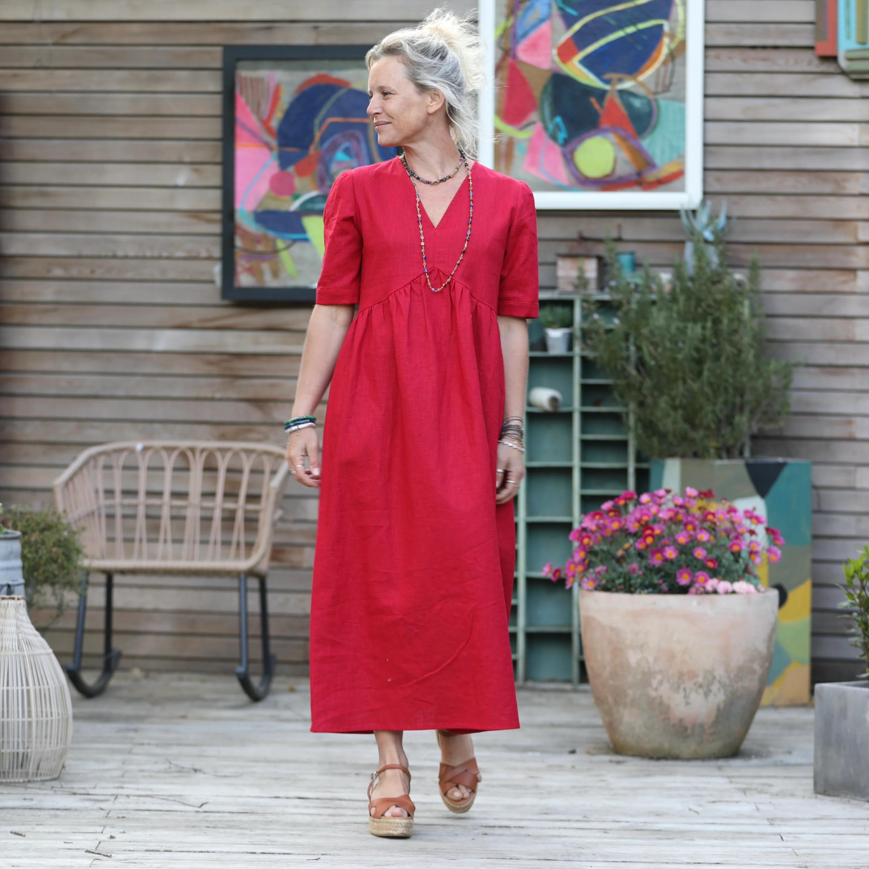 Robe Edonie - lin rouge cerise - Image 6