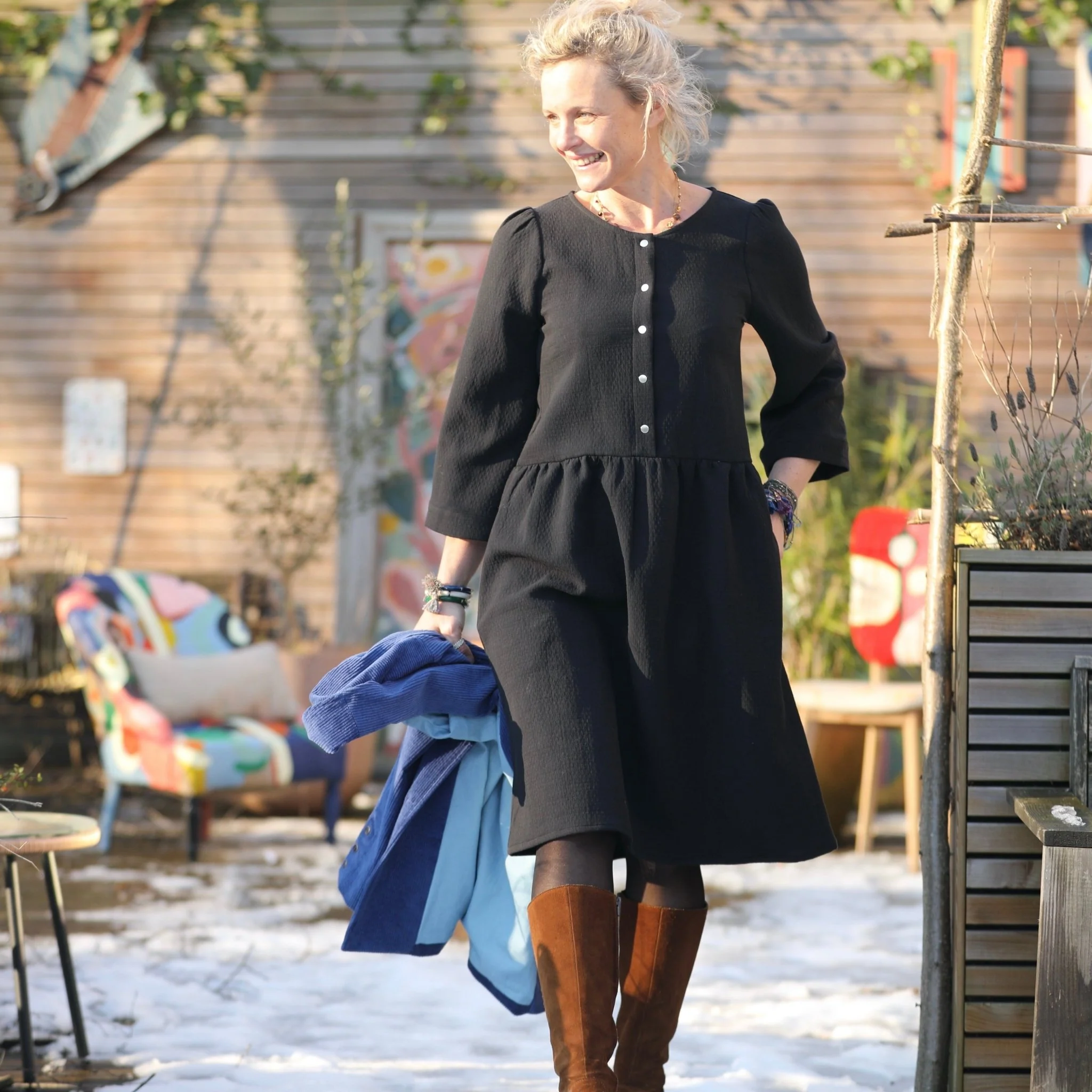 Robe Eglantine - armuré de coton noir - Image 10