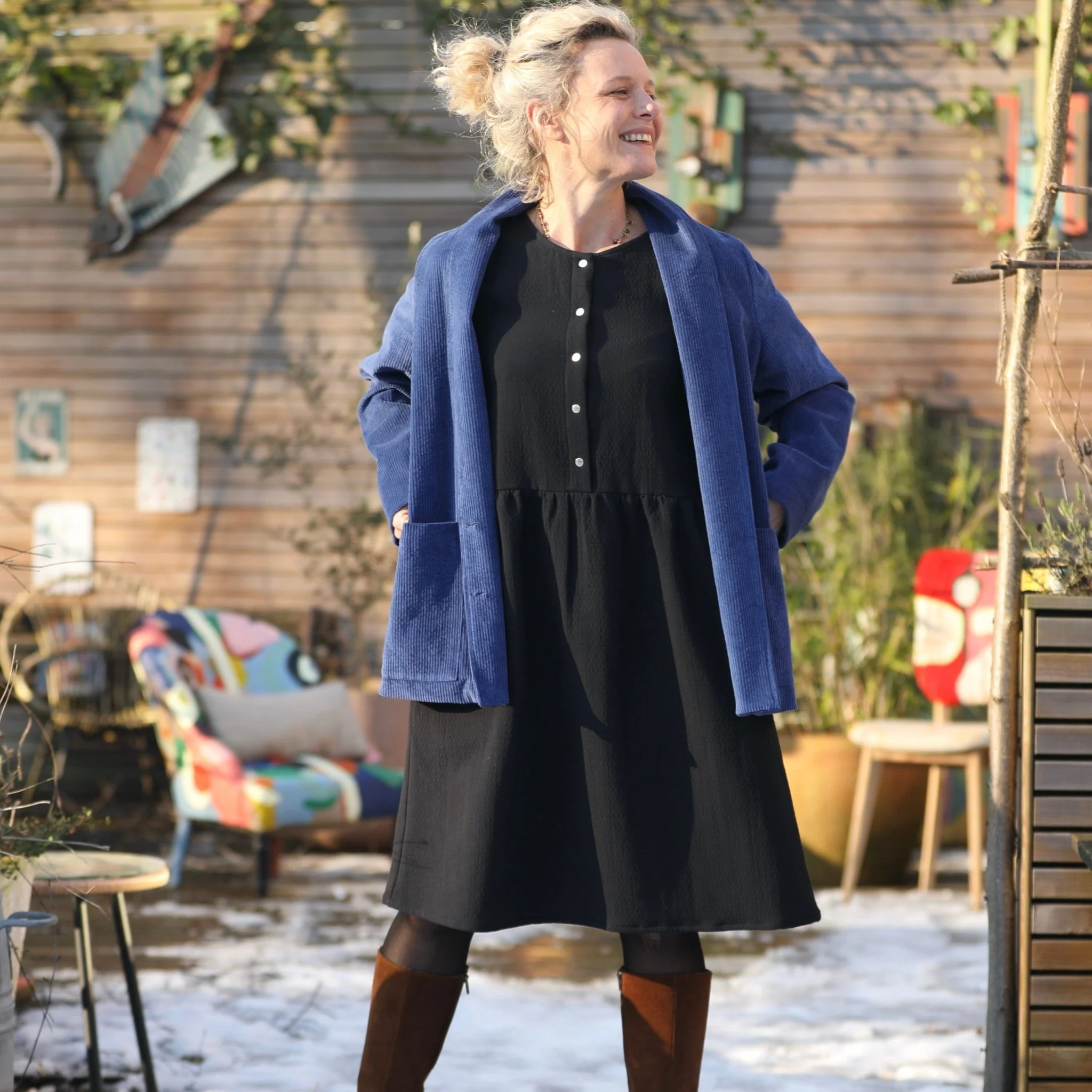 Robe Eglantine - armuré de coton noir - Image 11