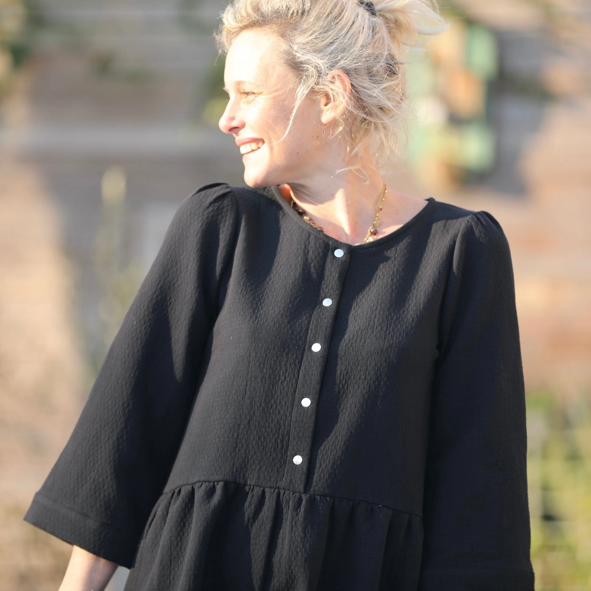 Robe Eglantine - armuré de coton noir - Image 3