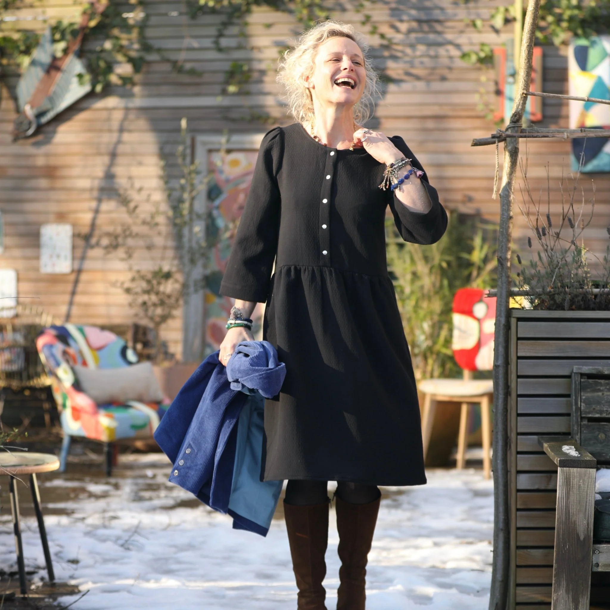 Robe Eglantine - armuré de coton noir - Image 6