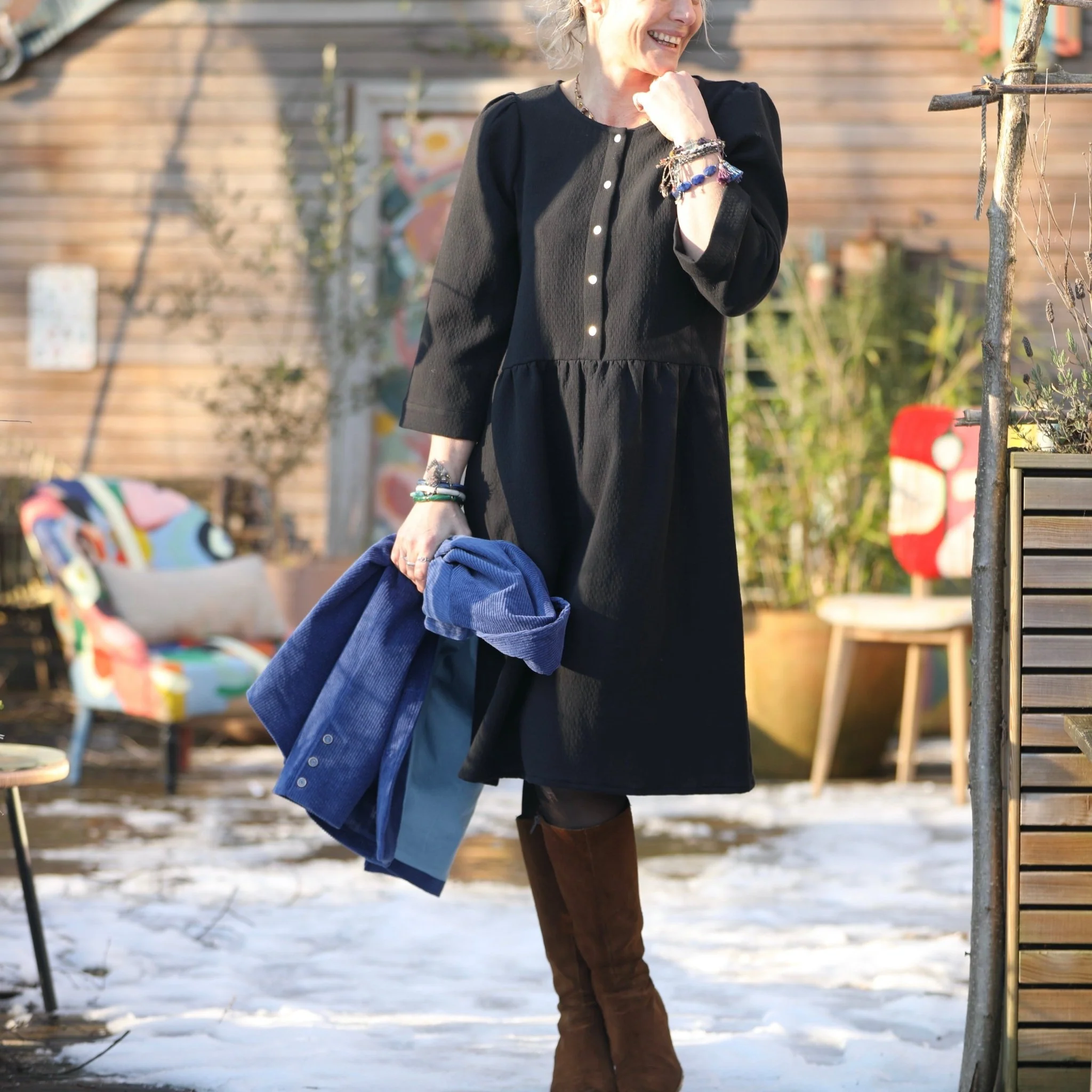 Robe Eglantine - armuré de coton noir - Image 7