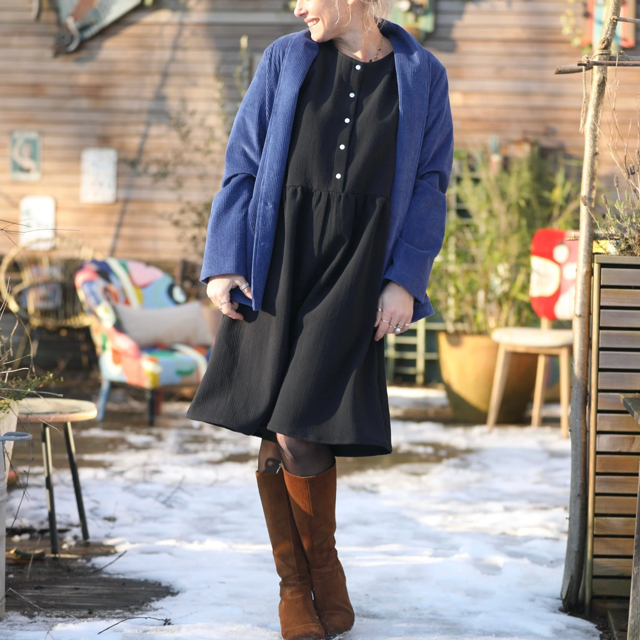 Robe Eglantine - armuré de coton noir - Image 8