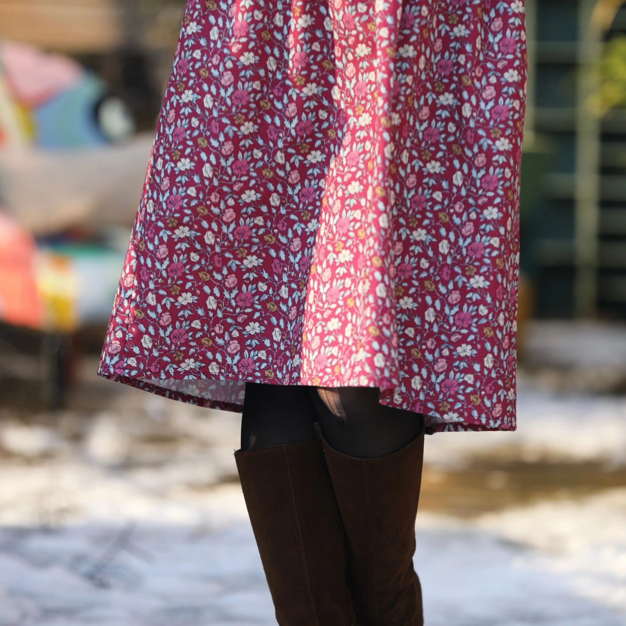 Robe Eglantine - armuré de coton fleuri grenat - Image 7