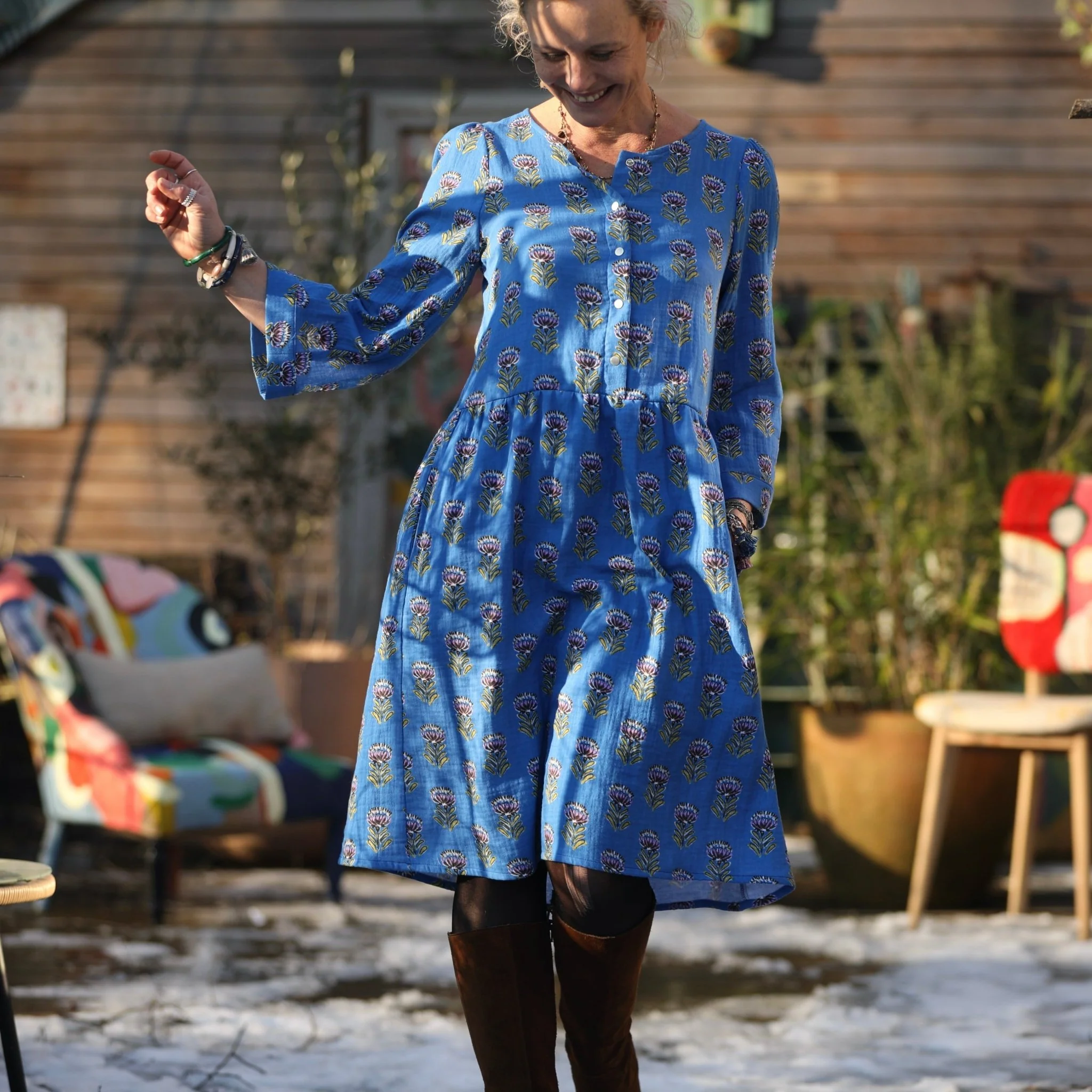 Robe Eglantine - double gaze de coton Chardons - Image 4