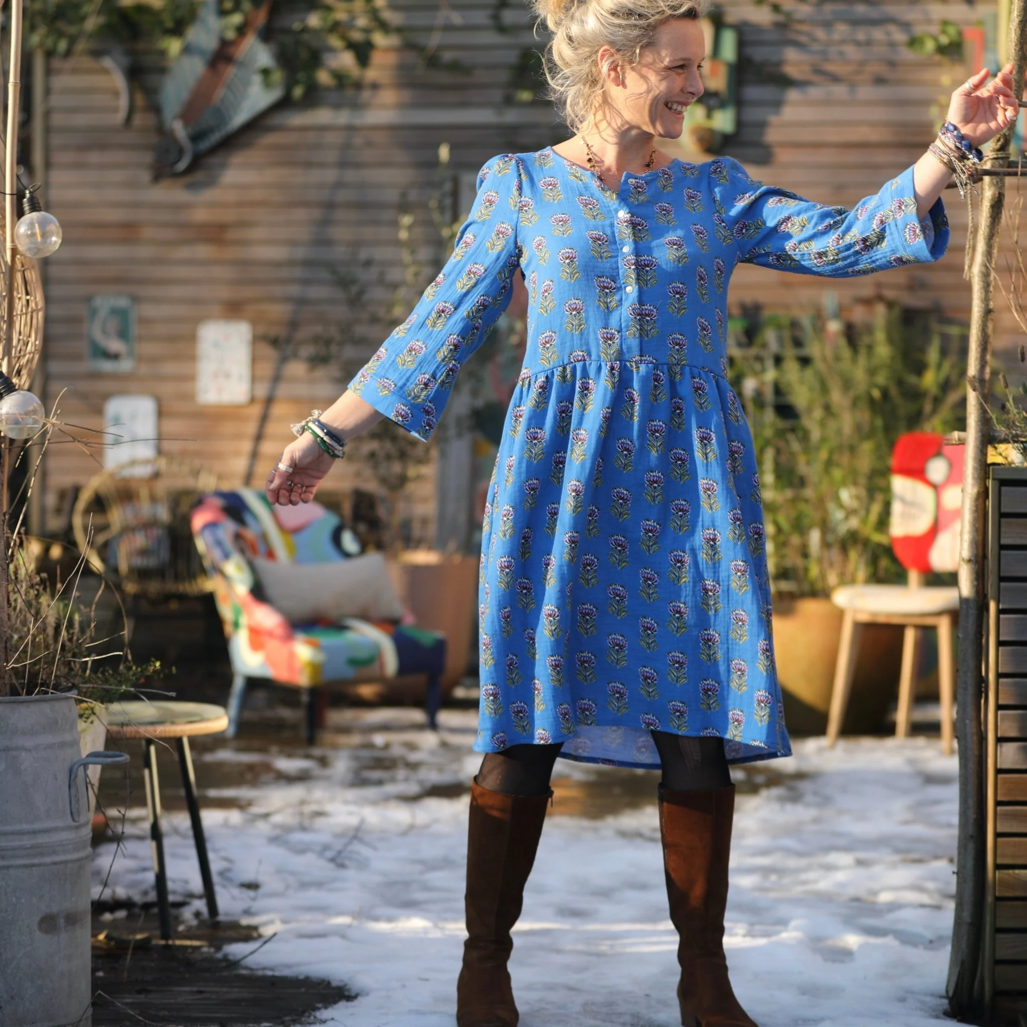 Robe Eglantine - double gaze de coton Chardons - Image 5