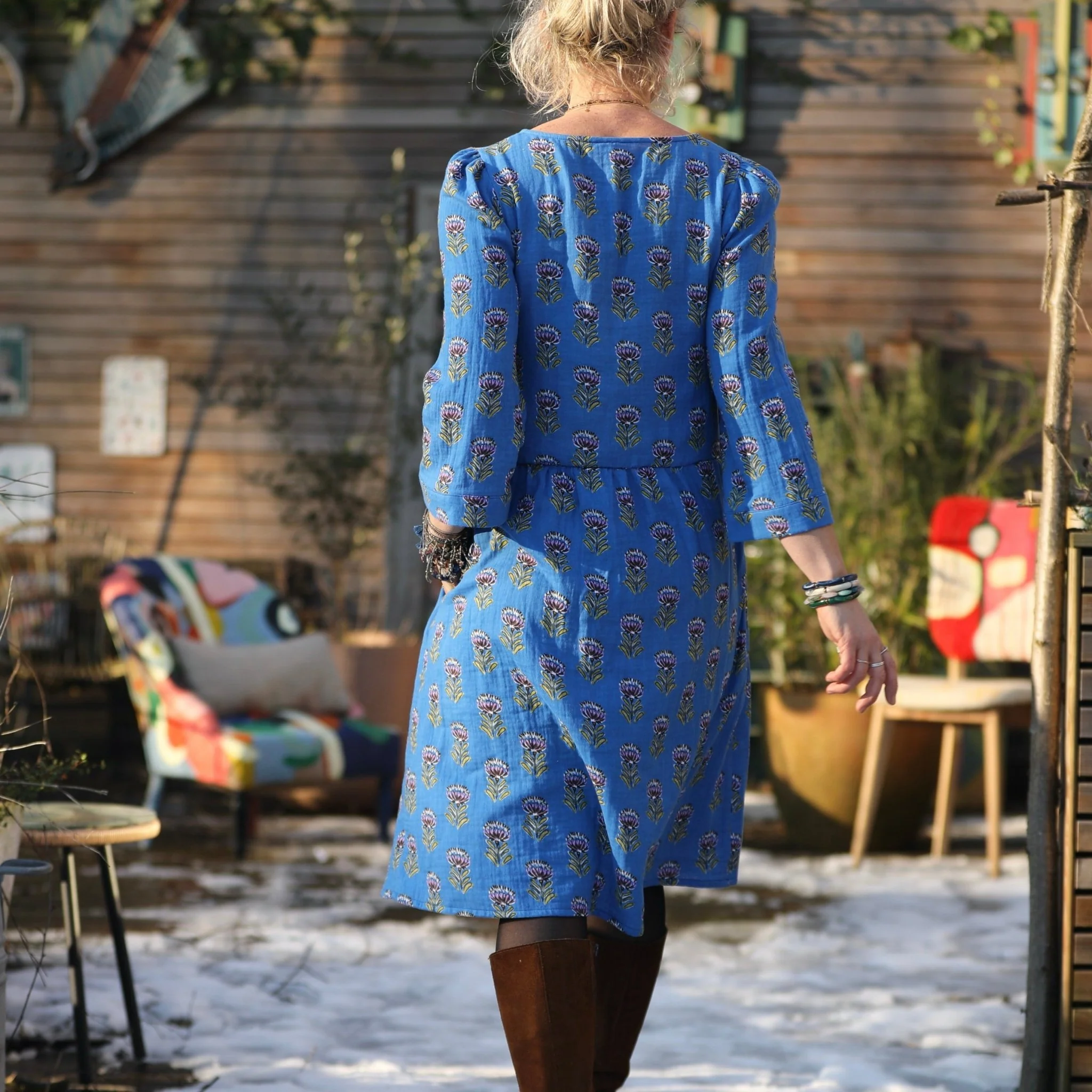 Robe Eglantine - double gaze de coton Chardons - Image 6