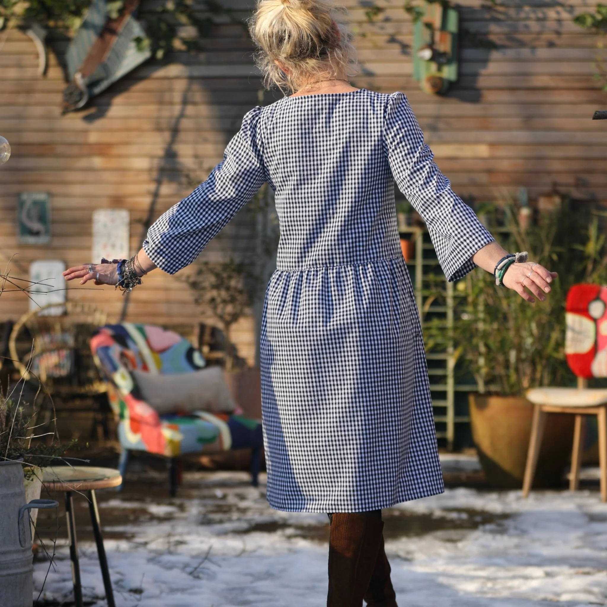Robe Eglantine - vichy de coton bleu nuit - Image 4
