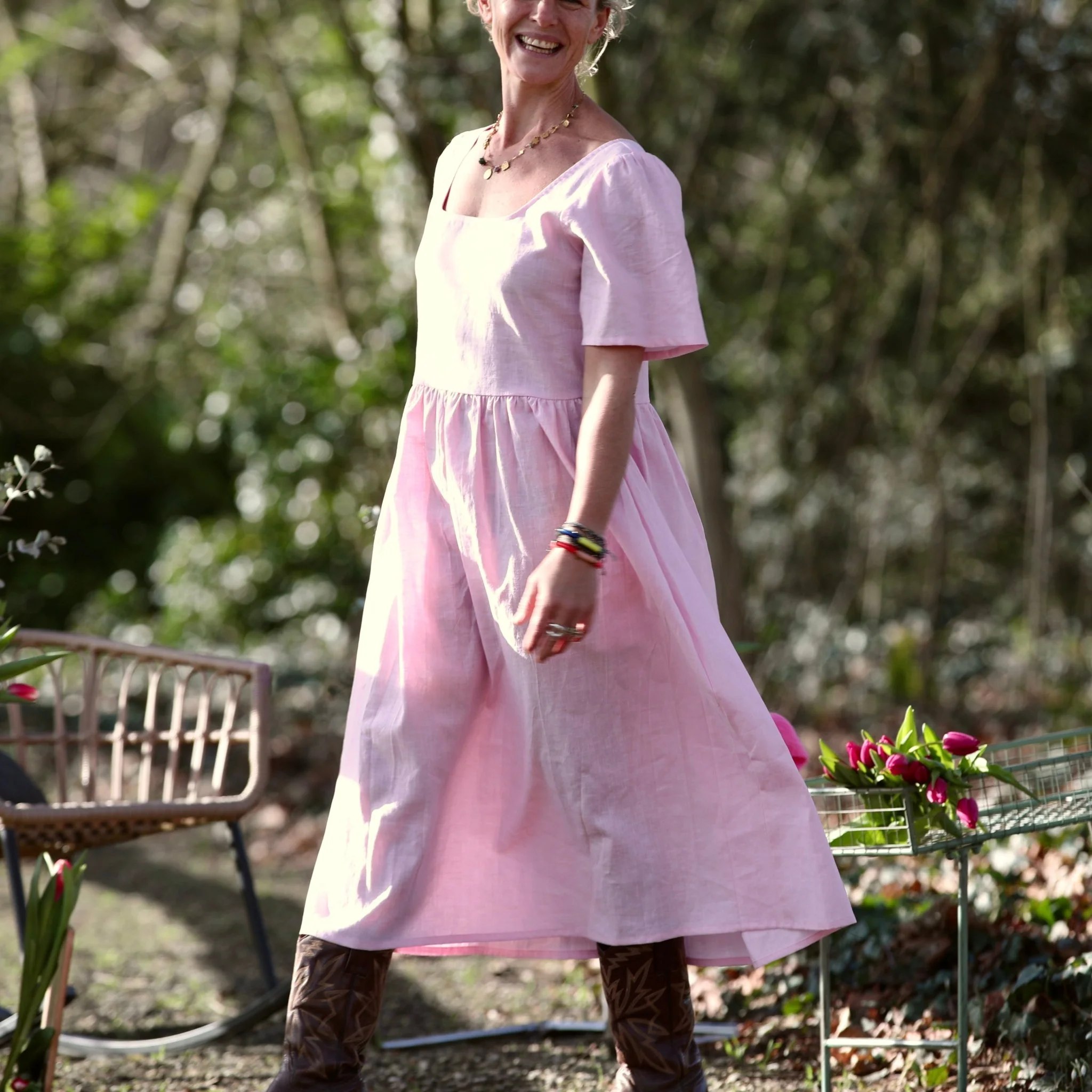 Robe Gwenaëlle - Lin rose dragé - Image 3